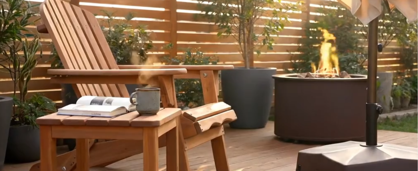 thumbnail video image 2 of Casafield Folding Adirondack Chair, Cedar Wood Outdoor Fire Pit Lounge Chairs for Patio, Deck, Lawn and Garden Seating, Partially Pre-Assembled - Natural, 2 of 8