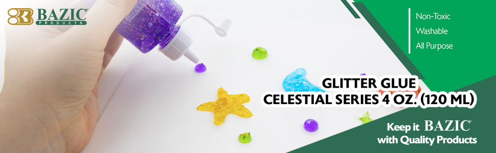 thumbnail video image 2 of BAZIC Glitter Glue 6 Neon Color Non-Toxic for Art Crafts (4oz/Pack), 6-Packs, 2 of 6