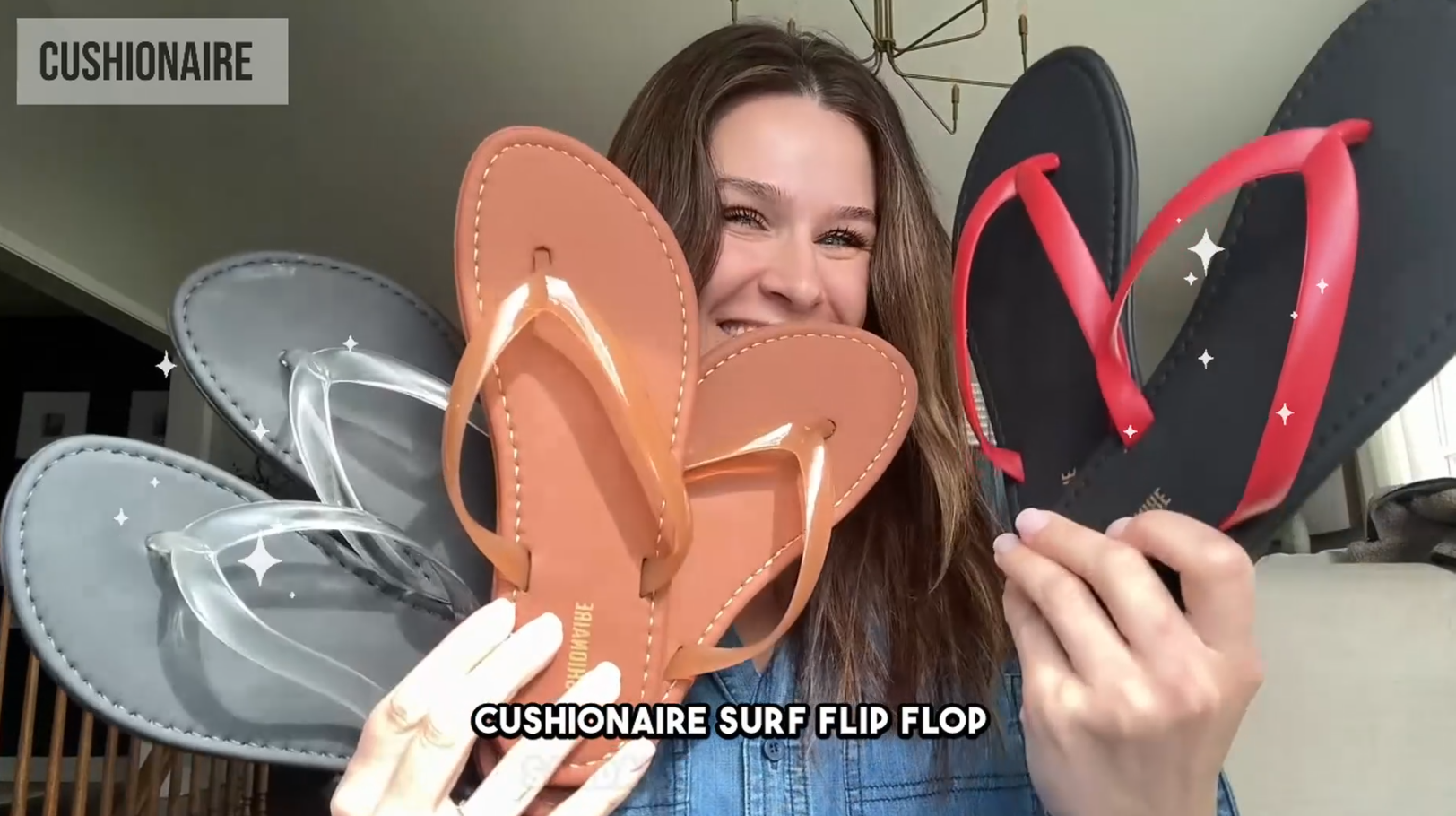 thumbnail video image 2 of Cushionaire Surf Flip Flop Sandals for Women with Flexible Sole and Soft Jelly Strap, Lightweight Casual Slides, 2 of 28