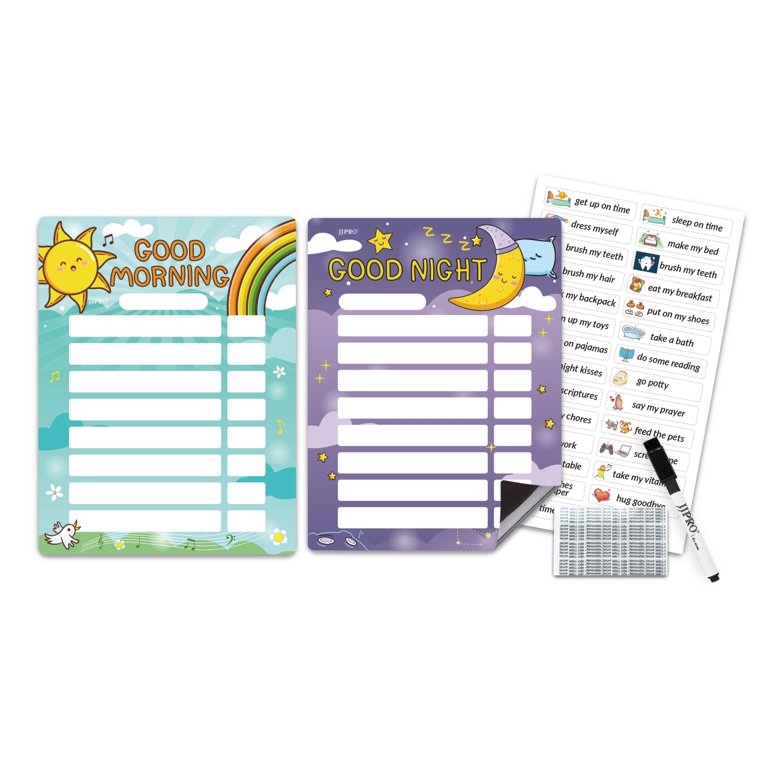 Genérico Tabla Rutina Diaria Infantil - Planner Educativo De Madera Para Mañanas Y Noches (Niños Preescolar)