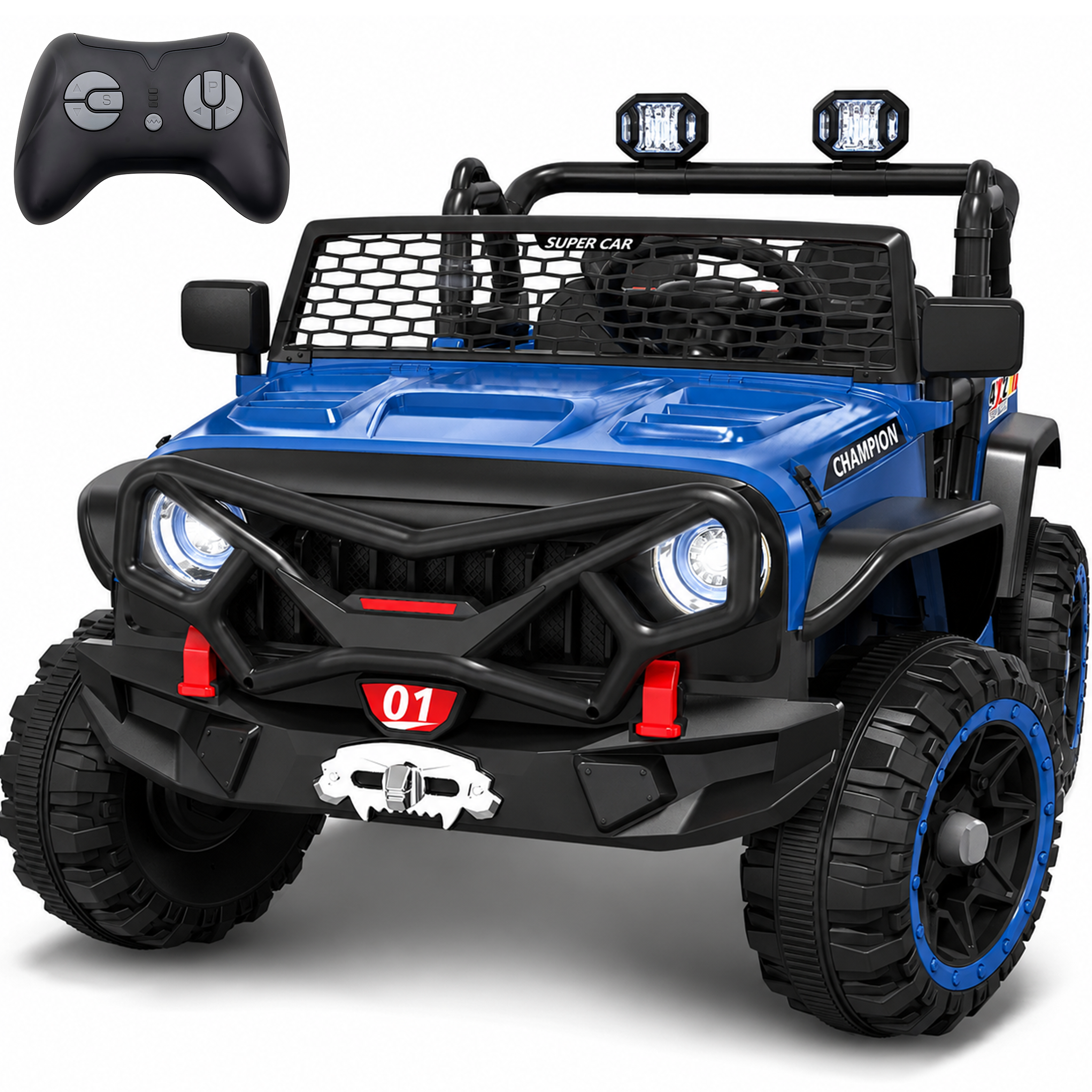 thumbnail video image 2 of 24V 2 Seater Ride on Toys for Kids, Powered Ride on Car with Remote Control, 4 Wheel Suspension, Bluetooth, Music, LED, Dual 200W Motors, Soft Start, Electric Car for Big Kids Girls Boys 3-8, Blue, 2 of 10