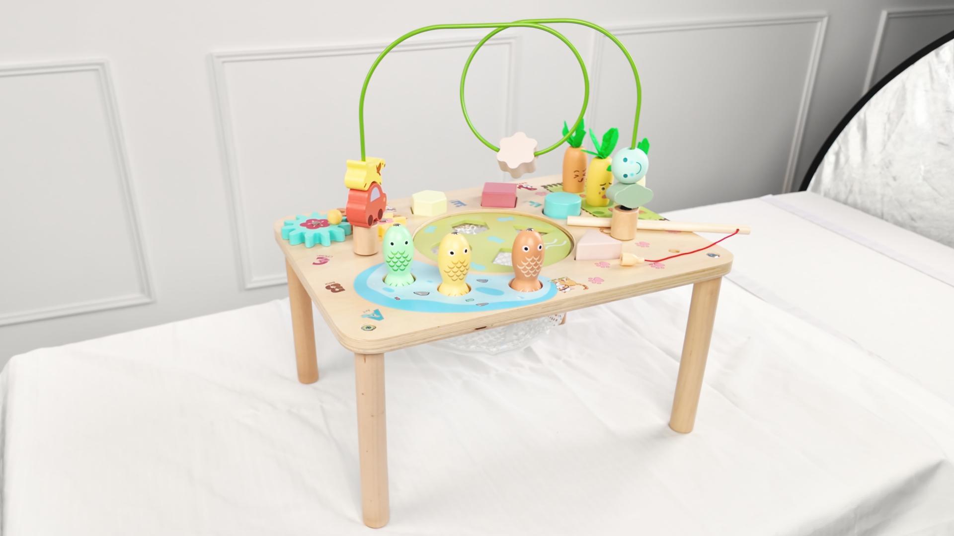 thumbnail video image 3 of OATHX Busy Board for Toddlers Toy Bead Maze Radish Fishing Educational Kid Activity Center Sensory Montessori Learn Toys, 3 of 8