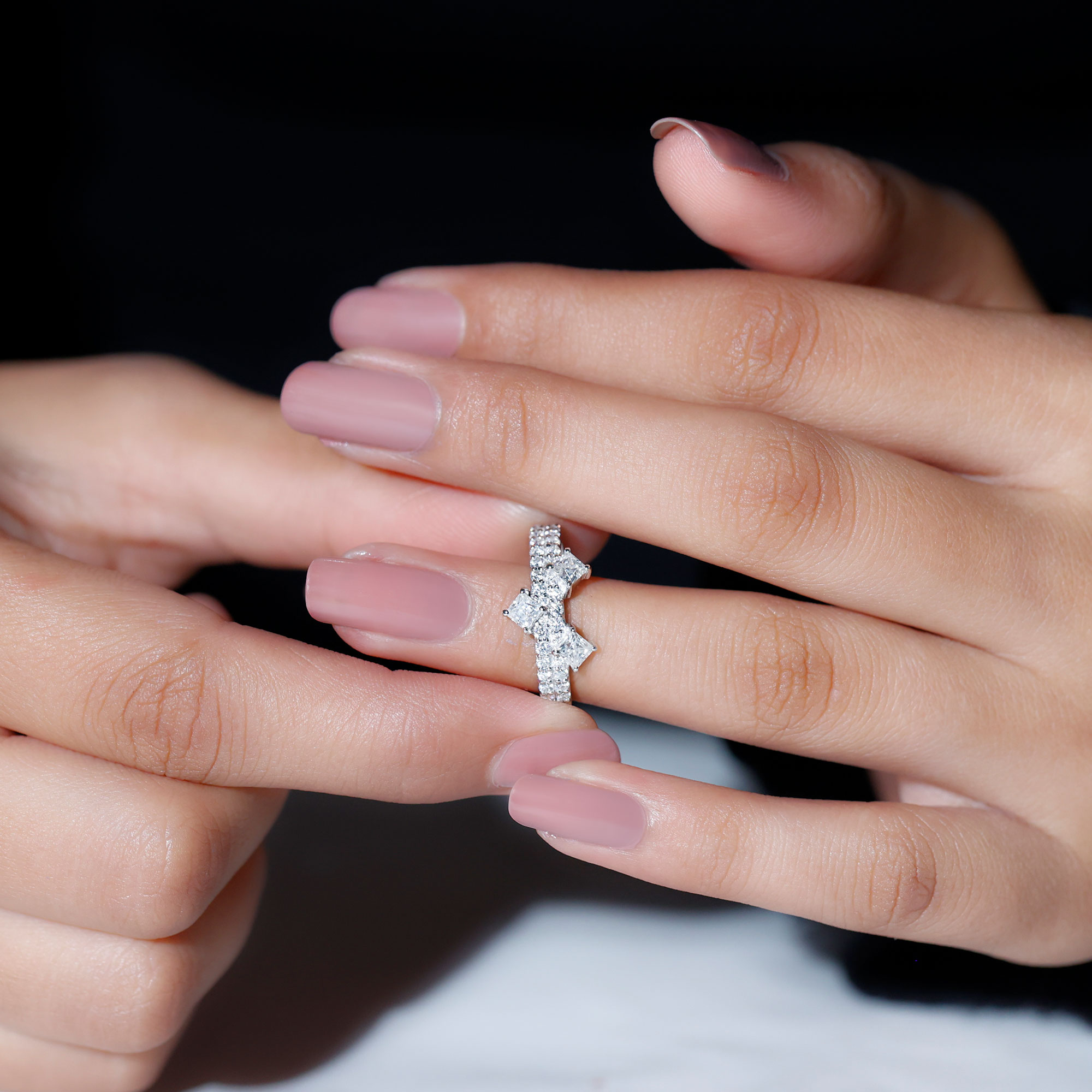 thumbnail video image 2 of Rosec Jewels Certified Moissanite Anniversary Band Ring - Designer Ring for Women - D-VS1 Quality, 14K Yellow Gold, US 12.50, 2 of 9