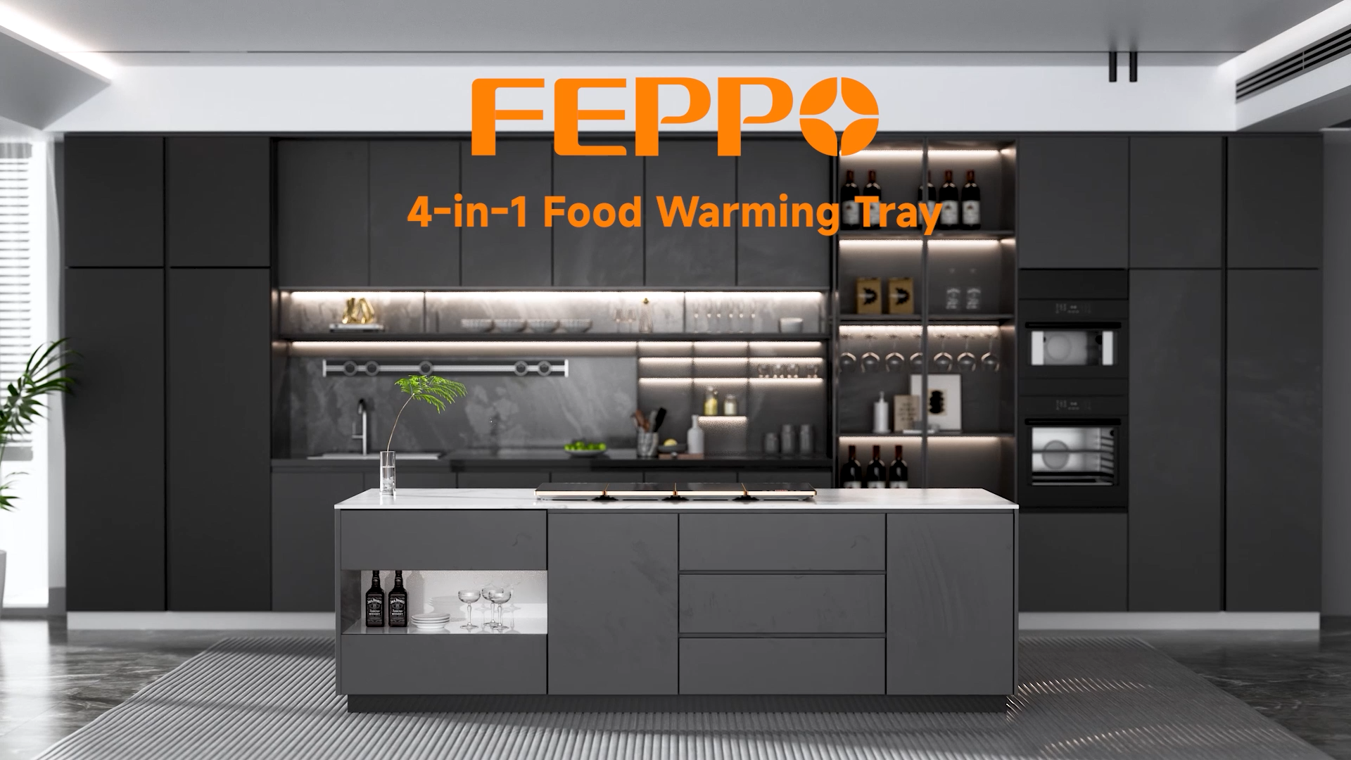 thumbnail video image 2 of FEPPO Electric Food Warming Tray, 4-in-1 Modular Buffet Food Warmer with 10 Temp Settings & 6-Hour Timer, 33"x15" Glass Surface, Expandable Hot Plates for Parties & Catering (White), 2 of 8