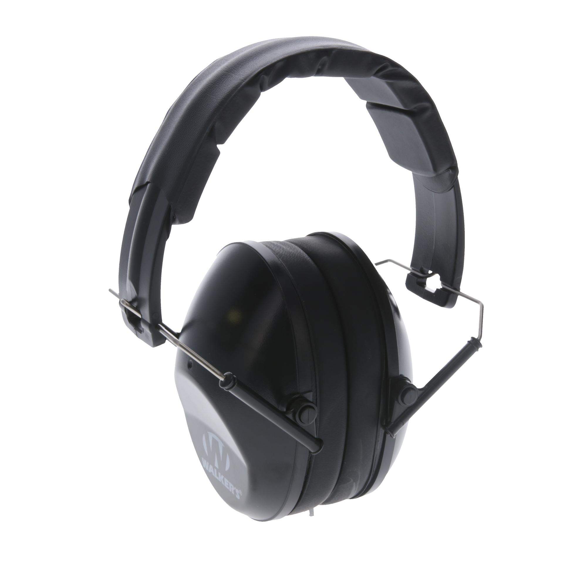 Walker's Low Profile Folding Passive Muff Earmuff 22 dB Noise Reduction,  Black 
