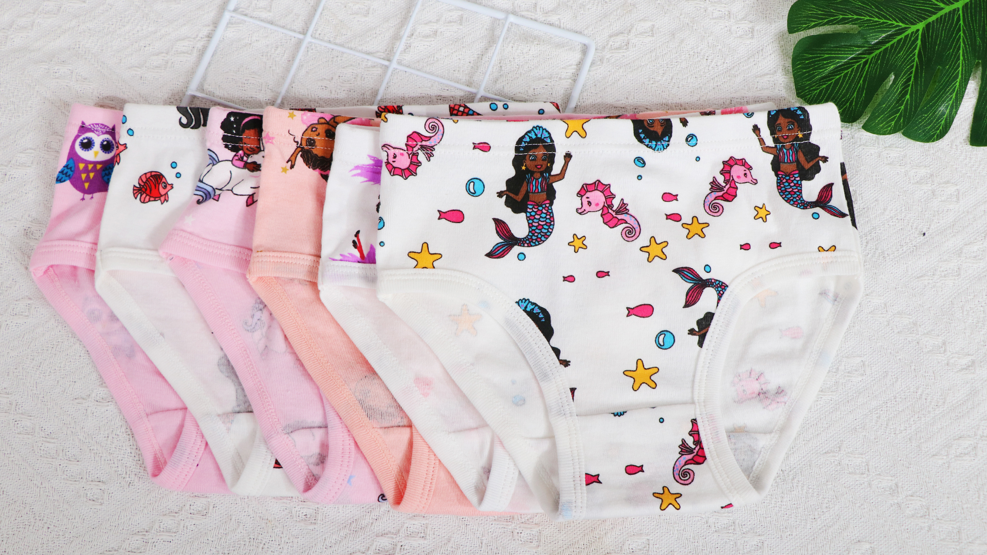 thumbnail video image 2 of FamilyBlisst Little Girls 12-Pack 100% Cotton Underwear - Cute Print Panties, Size 8, 2 of 9