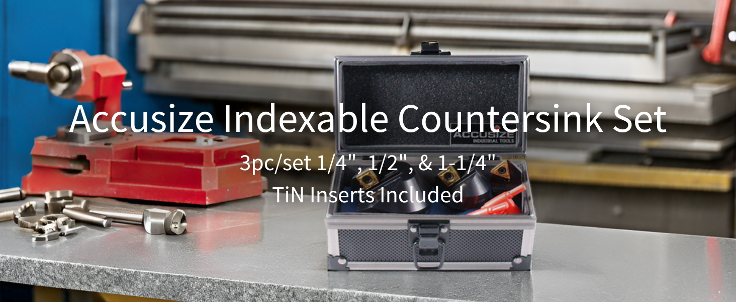 thumbnail video image 2 of Accusize 1/4'', 1/2'' and 1-1/4'' 90 Degree Indexable Carbide Countersinks, 0046-0990, 2 of 16