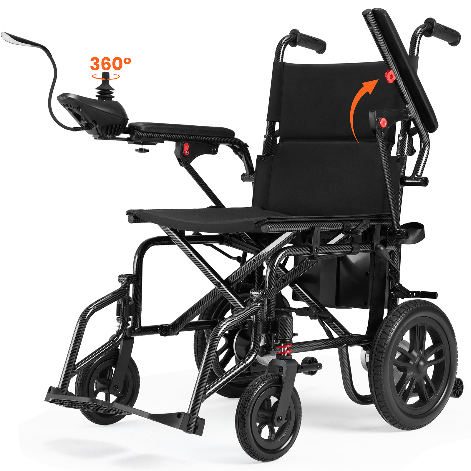 thumbnail video image 2 of QEASET Foldable Electric Wheelchair for Seniors, More flexible than Mobility Scooter, Mobile phone charging, Black, 2 of 12