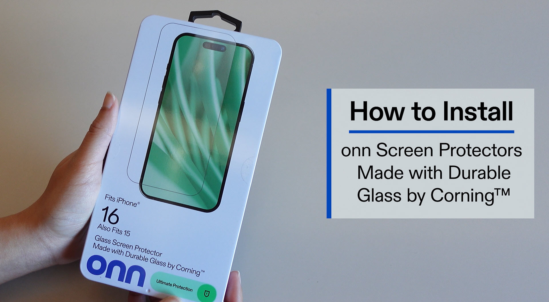 thumbnail video image 2 of onn Privacy Glass Screen Protector for iPhone® 16, Made with Durable Glass by Corning™ for Ultimate Protection, Includes Easy Application Tray, 2 of 10