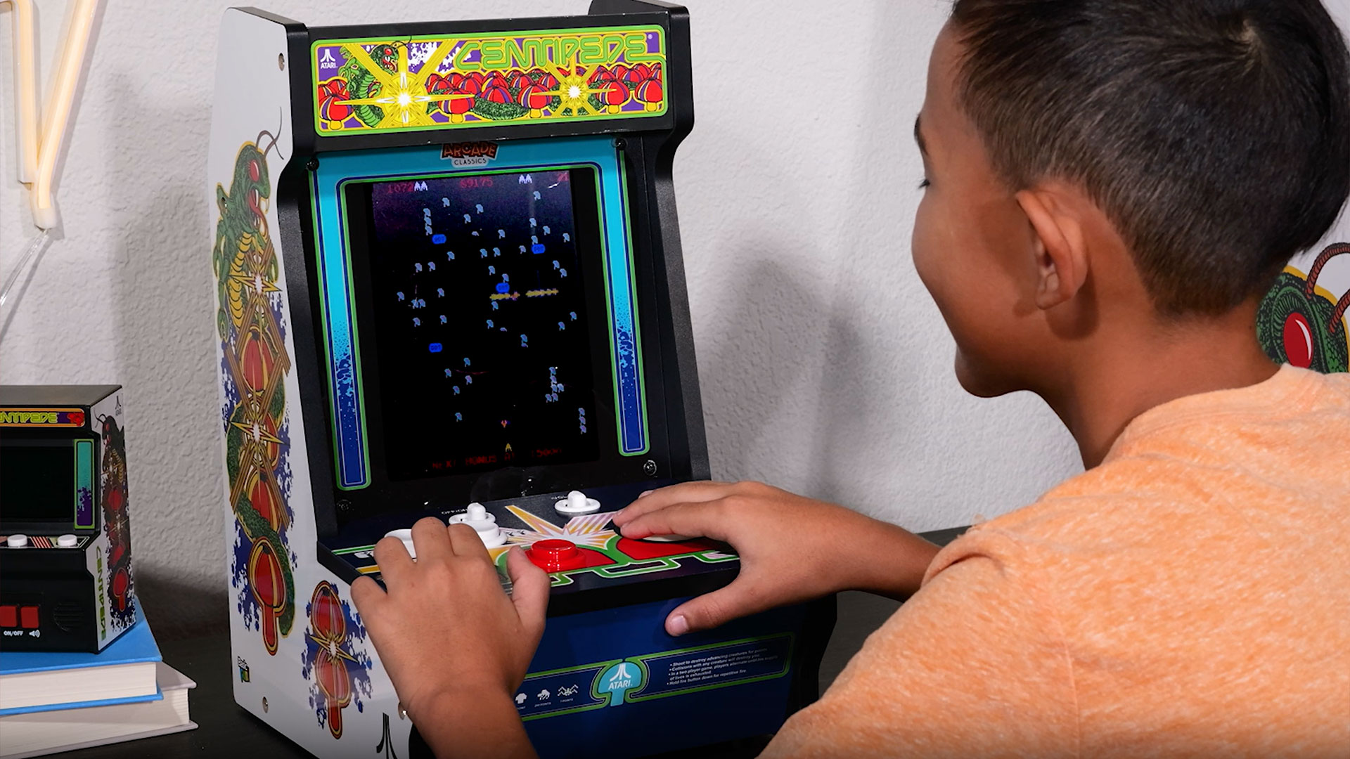 thumbnail video image 2 of Arcade Classics Atari Centipede Counter Series Arcade Game with 8 Inch Screen, 2 of 13