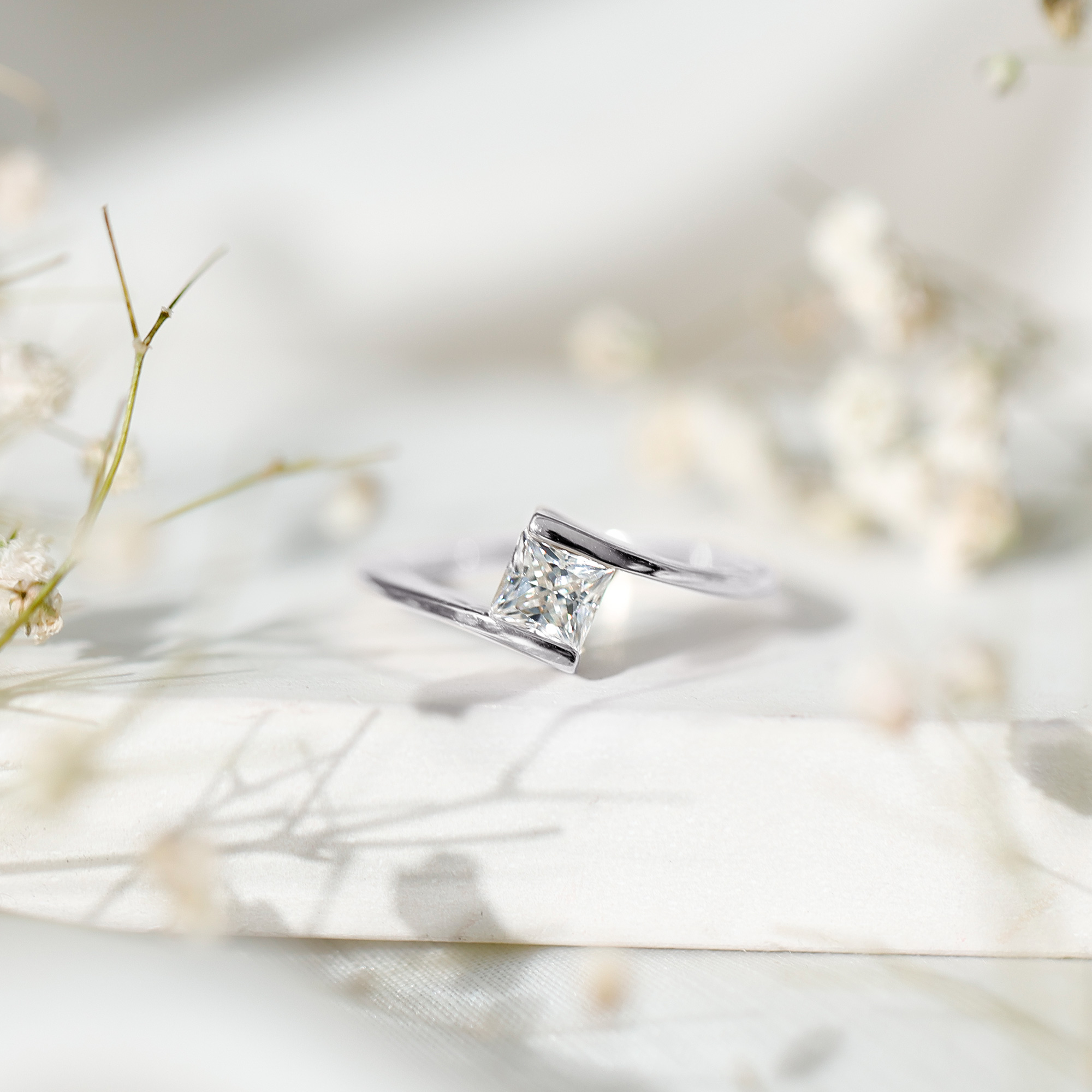 thumbnail video image 2 of Rosec Jewels Lab Created Diamond Promise Bypass Ring - Princess Cut Diamond Ring (5mm, EF-VS Grade) - Valentines Day Gift, 925 Sterling Silver, US 4.00, 2 of 9