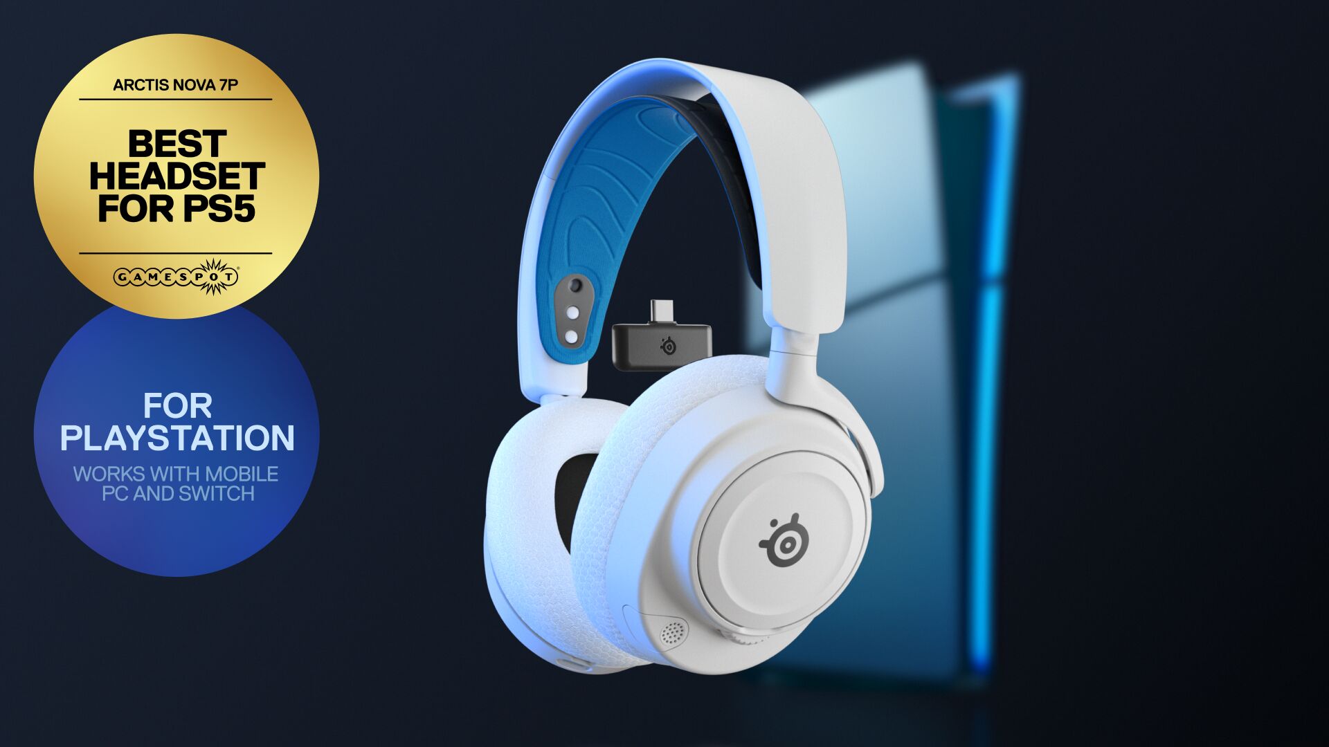 thumbnail video image 2 of SteelSeries Arctis Nova 7P Wireless Multi-Platform Gaming Headset —  2.4GHz + Mixable Bluetooth — 38Hr USB-C Battery —  PlayStation, PC, Switch, VR, Mobile — White, 2 of 3