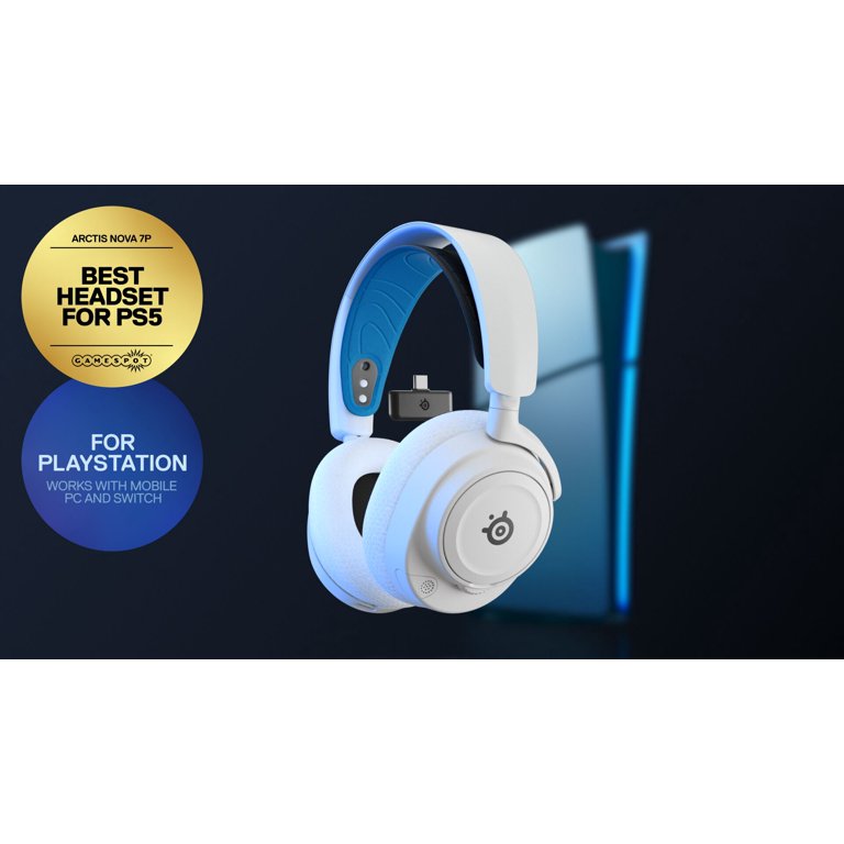 Arctis Nova 7P Wireless Multi-System Gaming & Mobile Headset - Nova Acoustic System - 2.4GHz & Simultaneous Bluetooth - 38Hr Battery - USB-C - ClearCast Gen2 Mic - PlayStation, PC, Switch - White