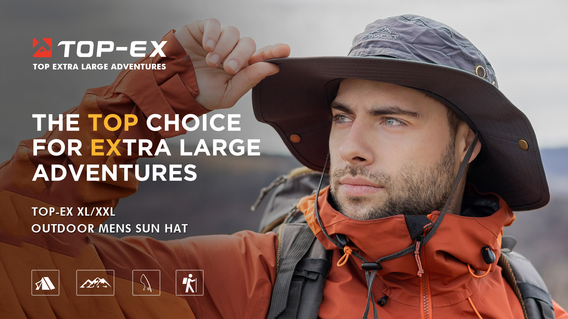 thumbnail video image 2 of TOP-EX Large Sun Hat Men L-XL, Wide Brim UV Safari Bonnie Hats for Summer Outdoor Hiking Fishing Walking, Waterproof & Windproof Navy 60-63cm, 2 of 7