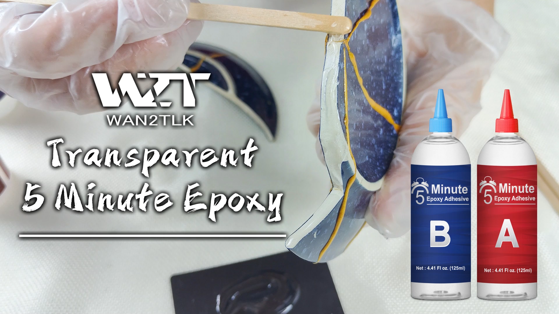 thumbnail video image 2 of 5 Minute Epoxy Glue 8.8oz, Tough Durable Clear Epoxi Adhesives Fast Repair, 2 Part Epoxy Glue Quick Cure Clear for Metal, Wood, Plastic, Glass, Ceramic, 2 of 8