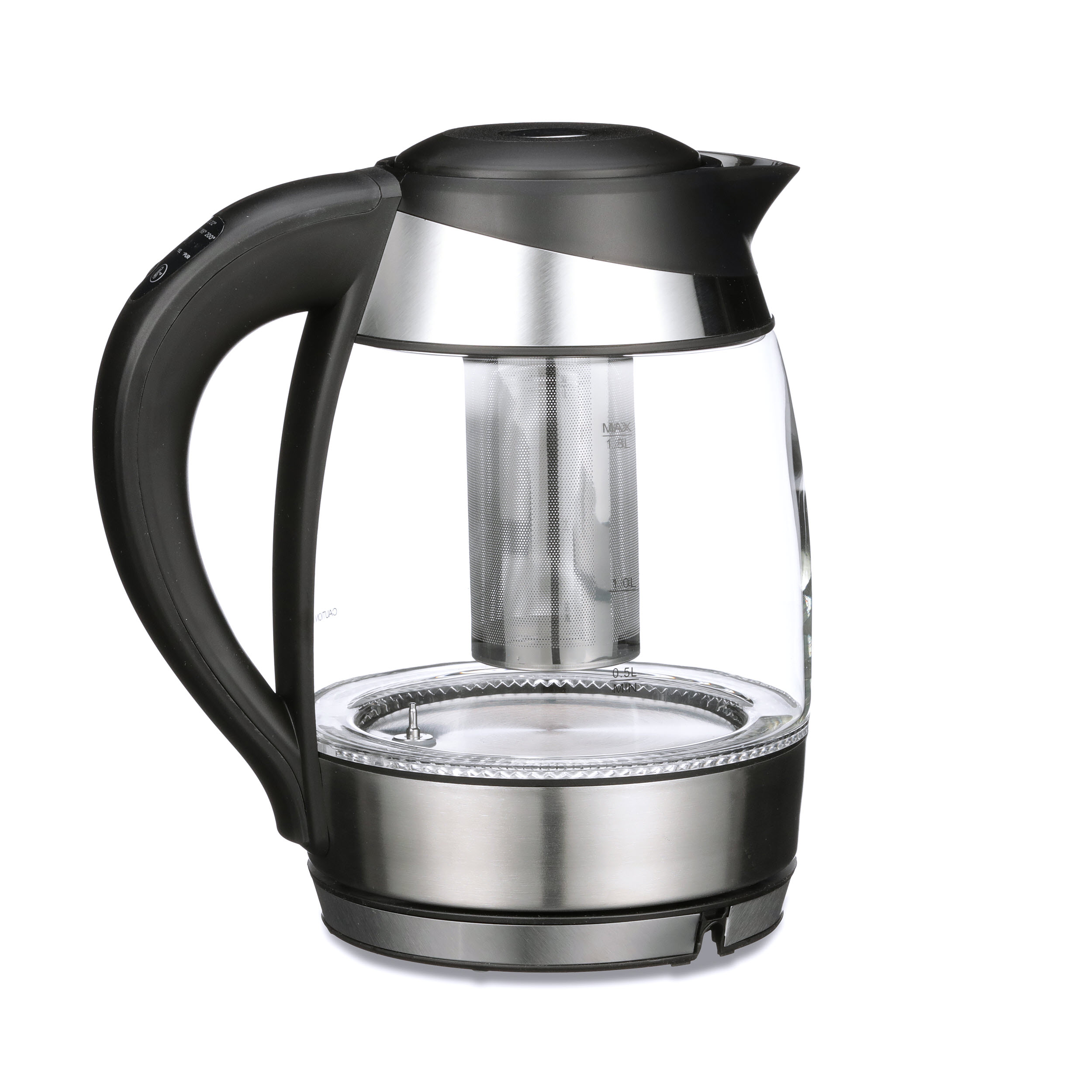 Chefman Electric Cordless Glass Tea Kettle with FREE Included Tea Infuser  LED Lighting Perfect Steep and Auto-Shutoff Safety Feature 1.8 Liter/1.9  Quart - RJ11-17-TI 