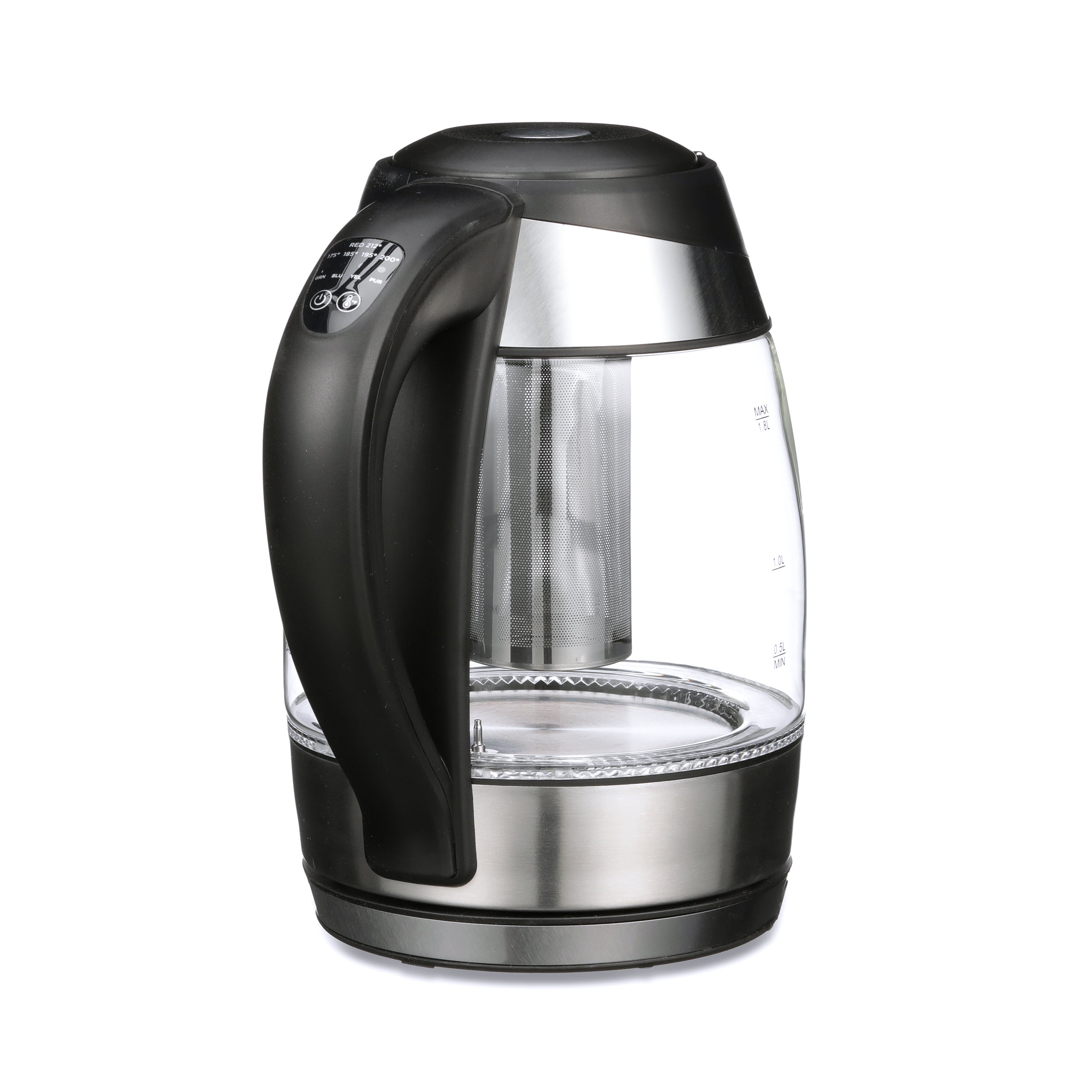Chefman Electric Glass Kettle - Silver/Black, 1.8 L - Fry's Food Stores