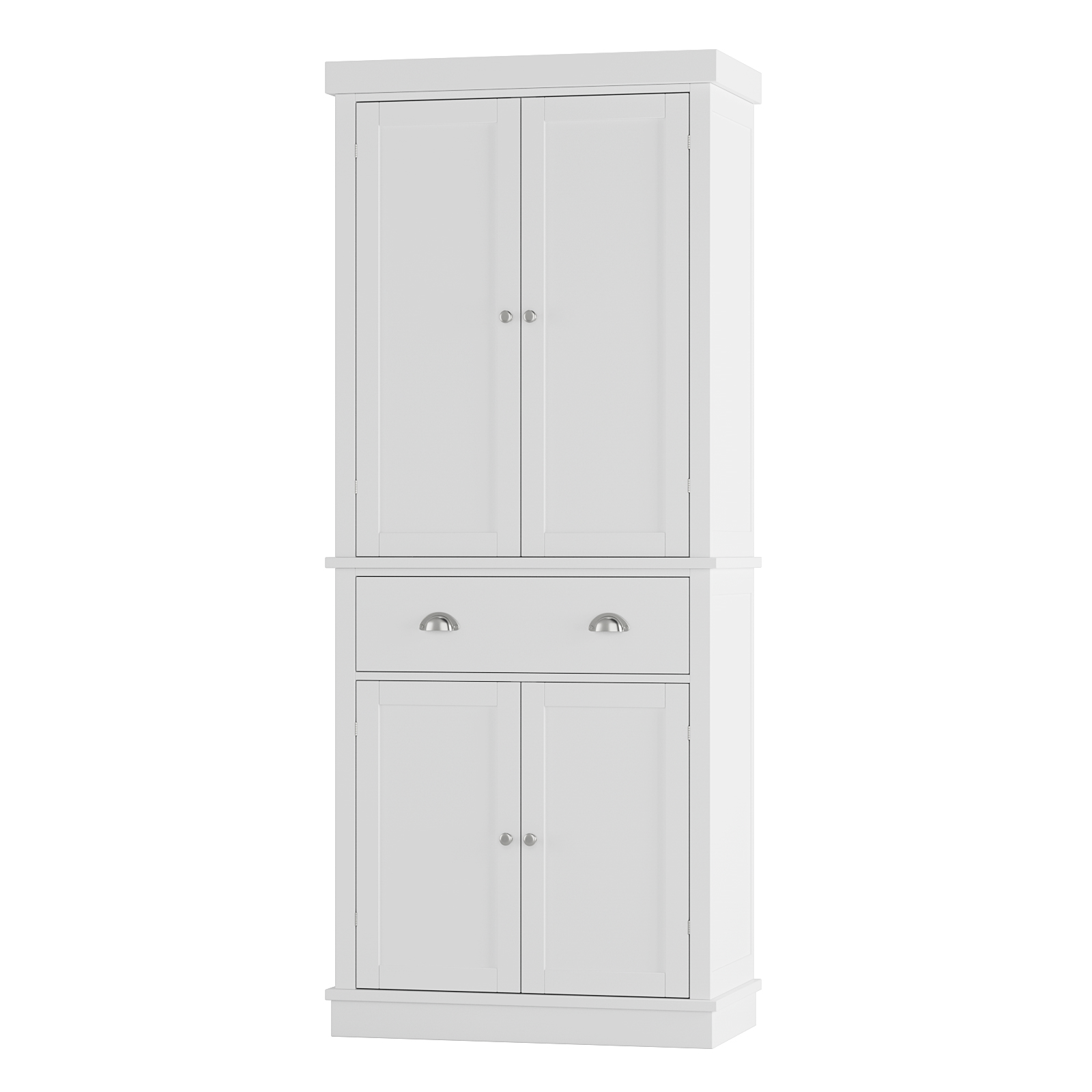 Homfa Kitchen Food Pantry Cabinet, 63.5'' Tall Storage Cabinet with Frosted  Glass Doors and Adjustable Shelves, White 