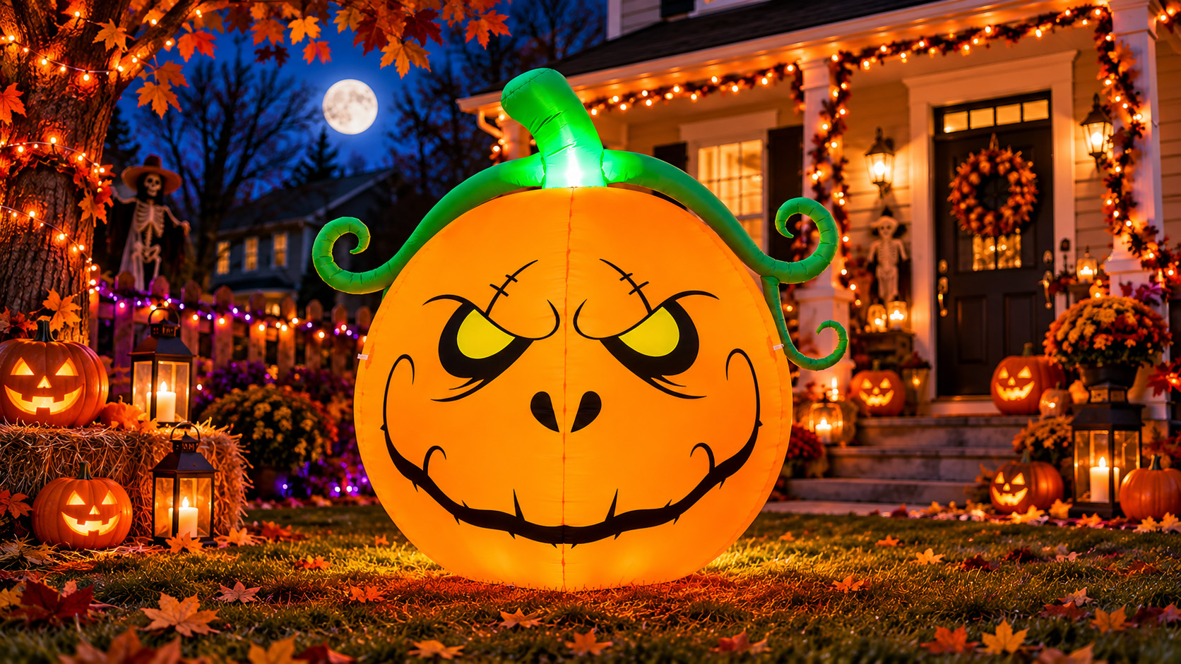 Grumpy Fort Toiyjofe, Halloween Inflatable Pumpkin, 5 ft, Bright LED - Walmart.com