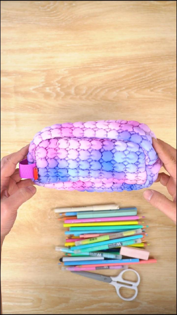 thumbnail video image 2 of ZIPIT Puffy Pencil Case for Girls, Soft Quilted Pencil Pouch with Zipper, Aesthetic Stationery Organizer for School, Cosmetics & Travel, 2 of 8