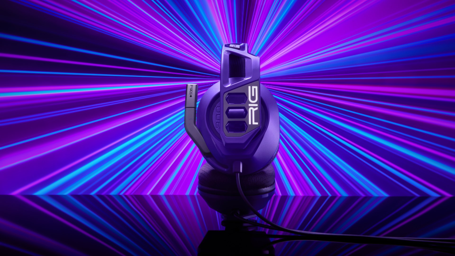 thumbnail video image 2 of RIG 300 PRO HC Premier Universal Wired Gaming Headset for Xbox Series X|S, Xbox One, PlayStation PS4, PS5, PC, Nintendo Switch, Switch 2 – Cosmic Purple, 2 of 11