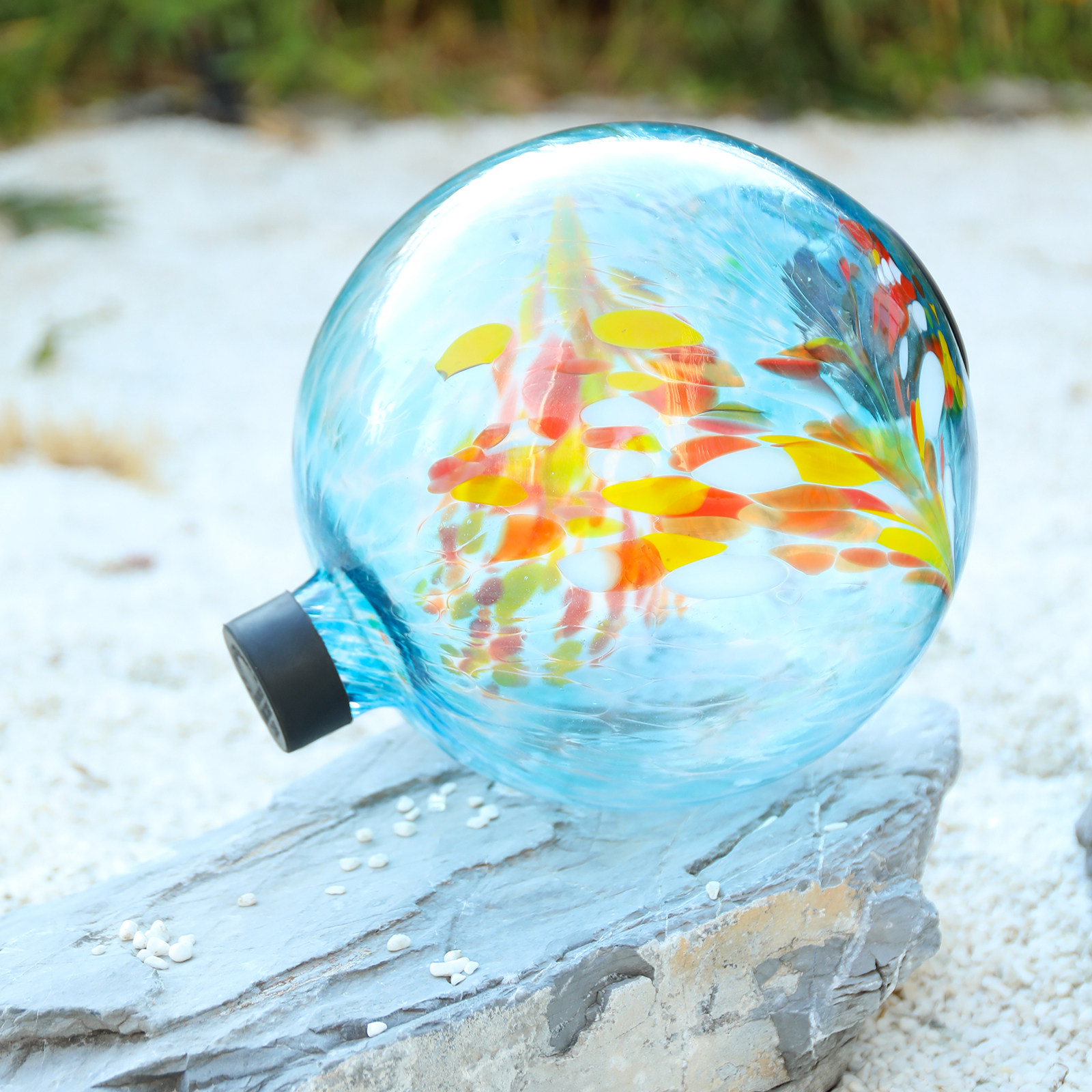 thumbnail video image 2 of 12 Inch Colorful Splash Glass Solar Gazing Ball,Solar LED Globe Light, Decorative Outdoor Accent for Garden, Patio & Lawn,Outdoor Decor, 2 of 10