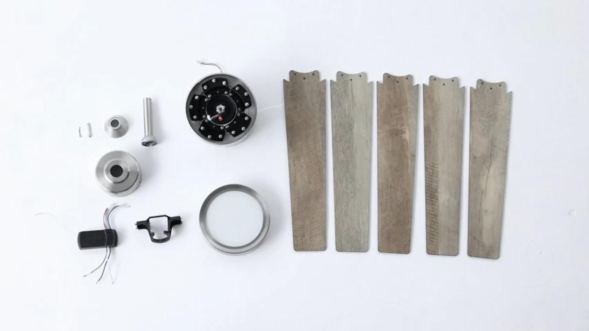 thumbnail video image 2 of Vagizm 52-Inch Brushed Nickel Ceiling Fan with Modern LED Dimmable Light Combo, 2 of 9