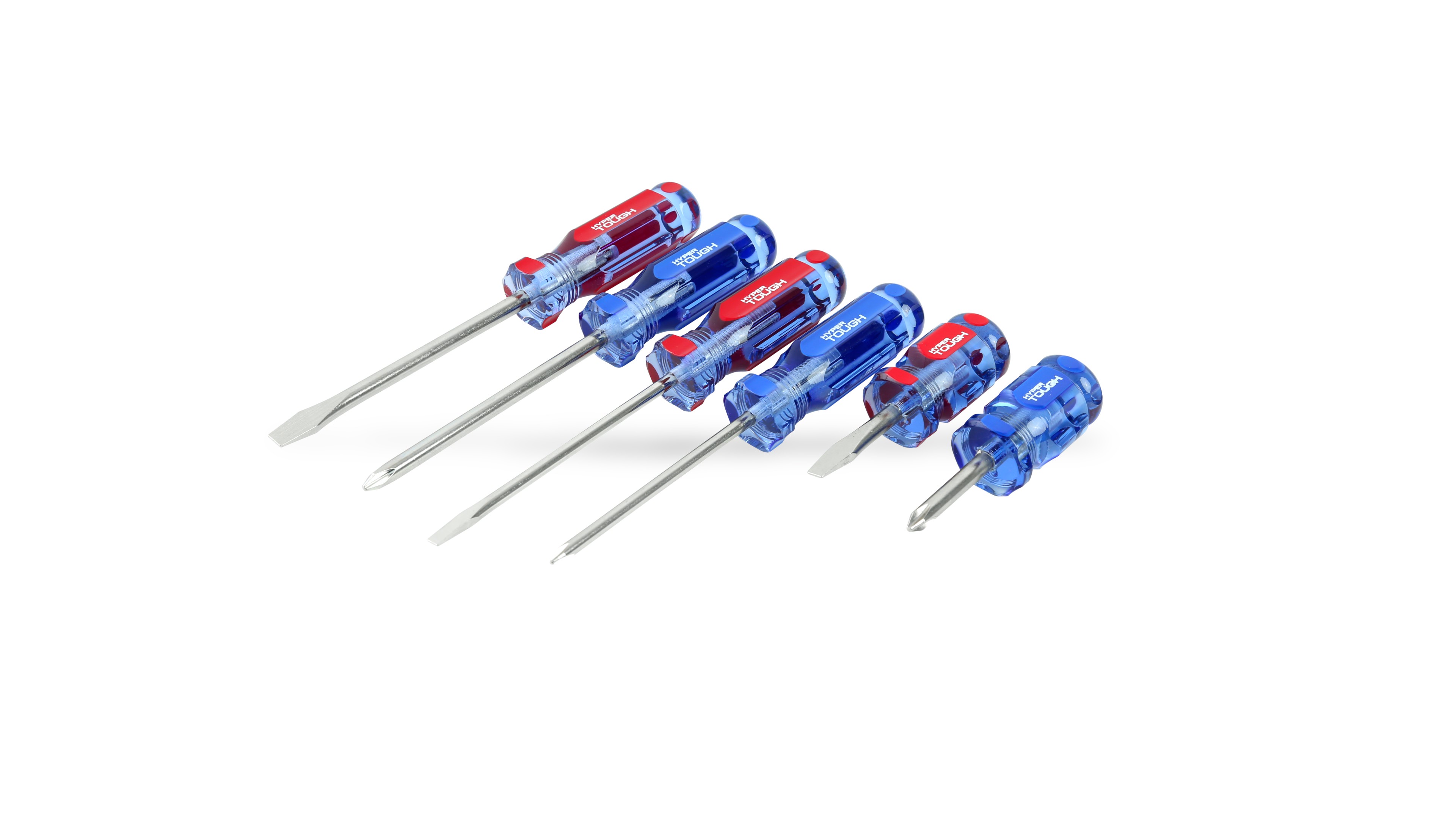 Hyper Tough 6-Piece Acetate Handle Screwdriver Set with Phillips