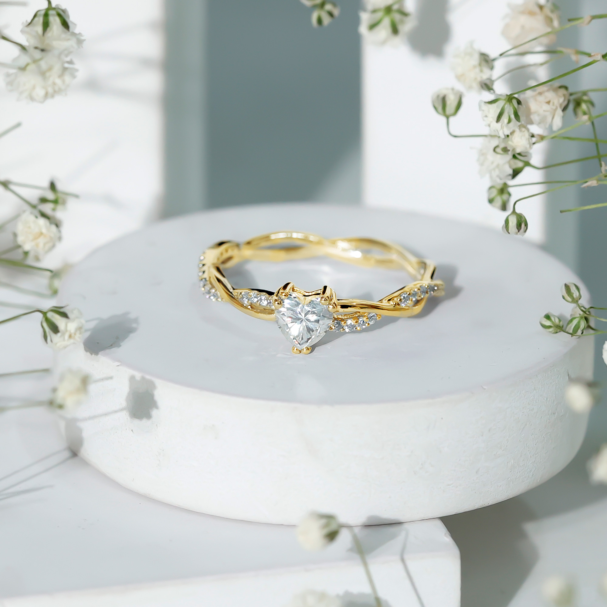 thumbnail video image 2 of Rosec Jewels Lab Diamond Heart Ring for Engagement - Half Carat Diamond Ring Solitaire (5 mm, EF-VS Quality), 10K White Gold, US 8.50, 2 of 9