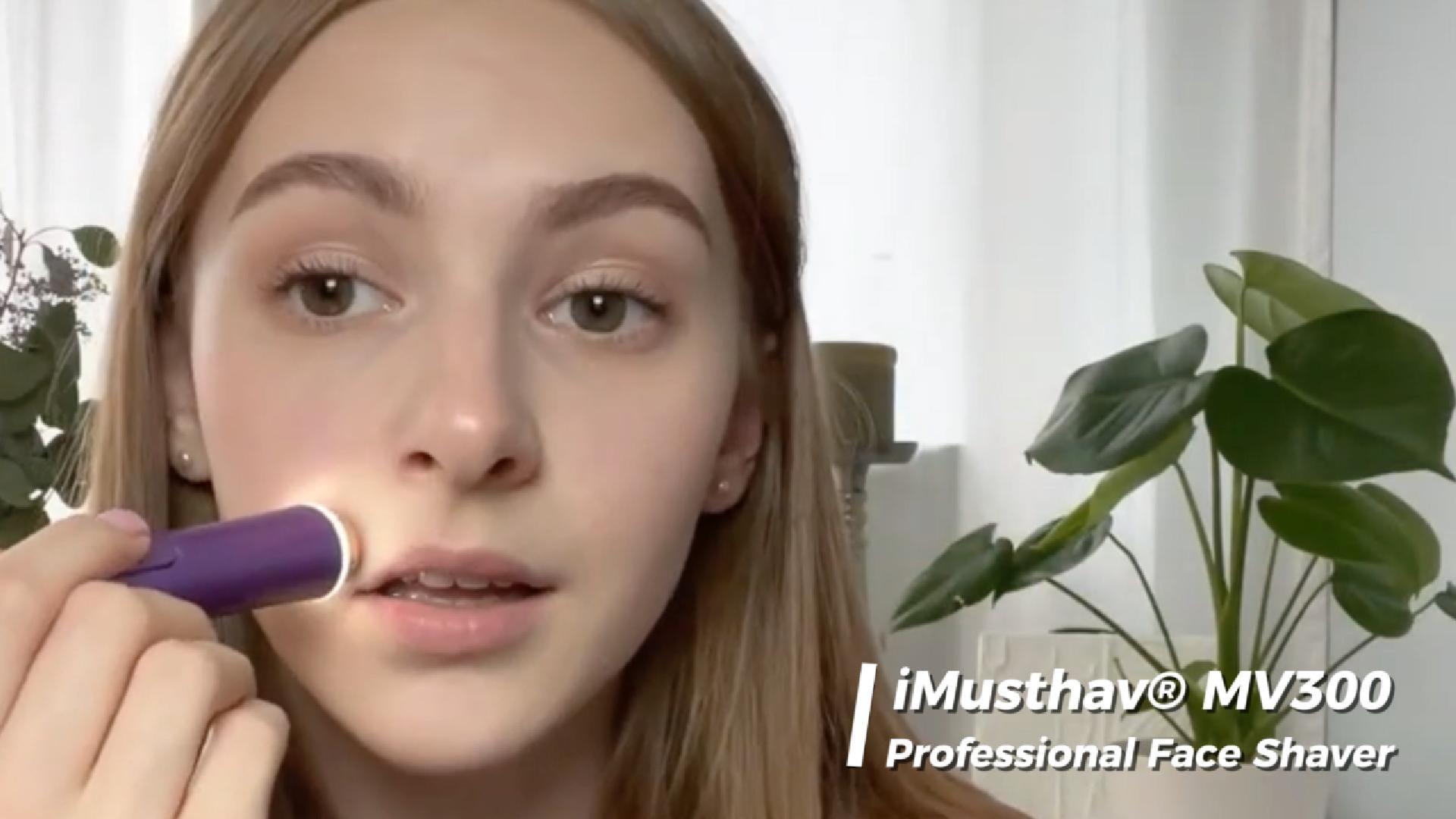 thumbnail video image 2 of iMusthav Facial Hair Remover, Painless Electric Trimmer Razor, 18K Gold-Plated, USB Rechargeable, 360° LED for Face & Lip Hair, 2 of 9