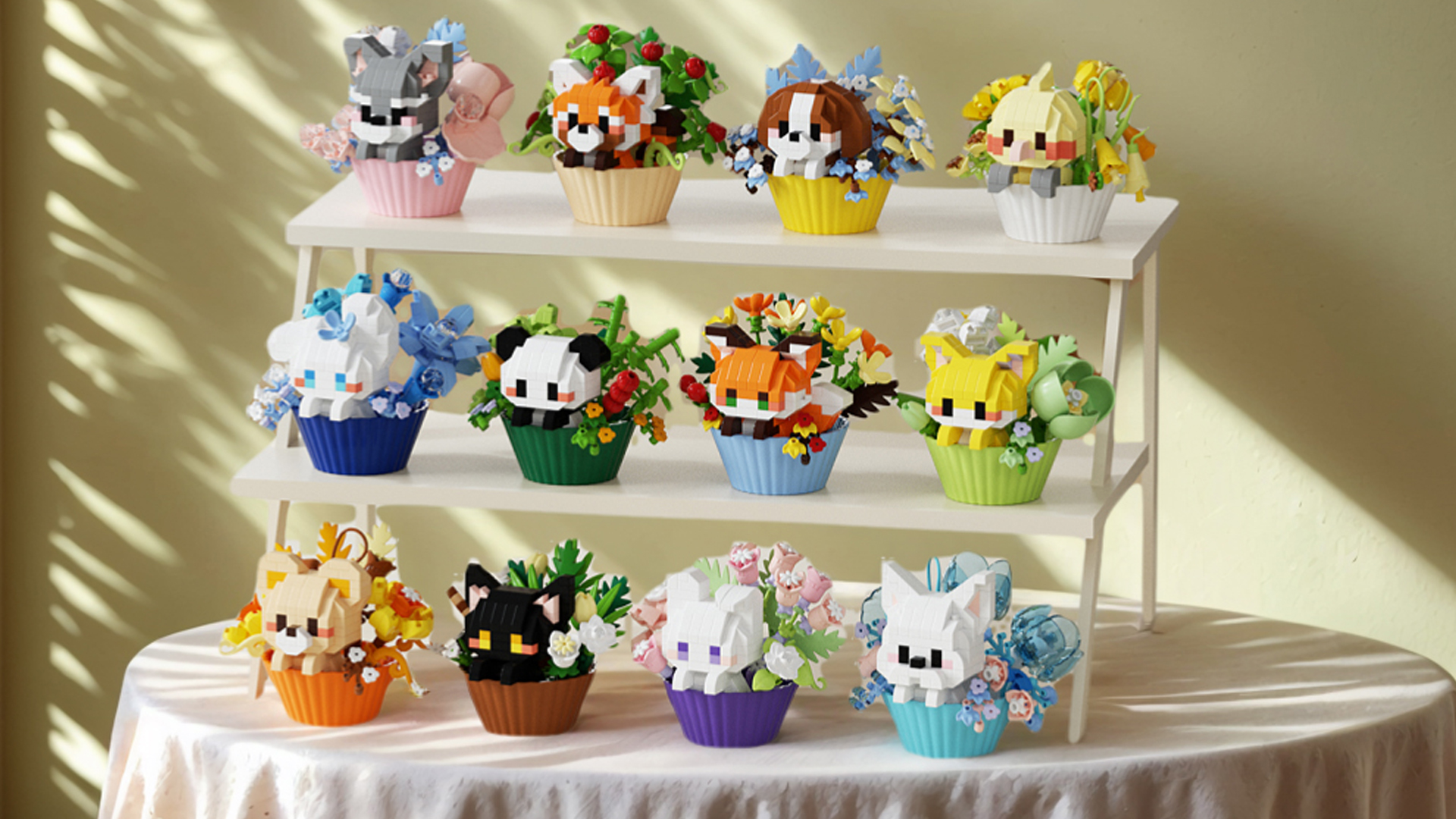 thumbnail video image 2 of HZLKADAQ 12in1 Dessert Animal Series Cute Pet Fox Panda Beagle Micro-Particle Building Blocks Toy Suitable for Children Over 8 Years Old, Perfect for Holiday and Birthday Gifts, 2 of 7