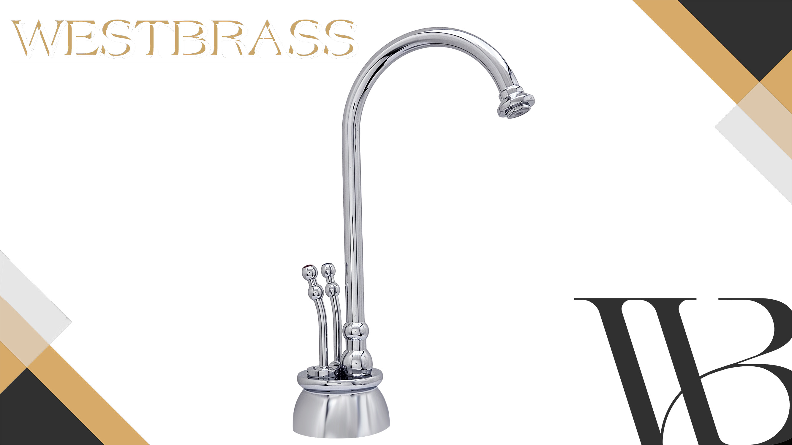 thumbnail video image 2 of Westbrass D262-NL-26 Docalorah 10" 2-Handle Hot and Cold Water Dispenser Faucet (Tank sold separately), Polished Chrome, 2 of 7