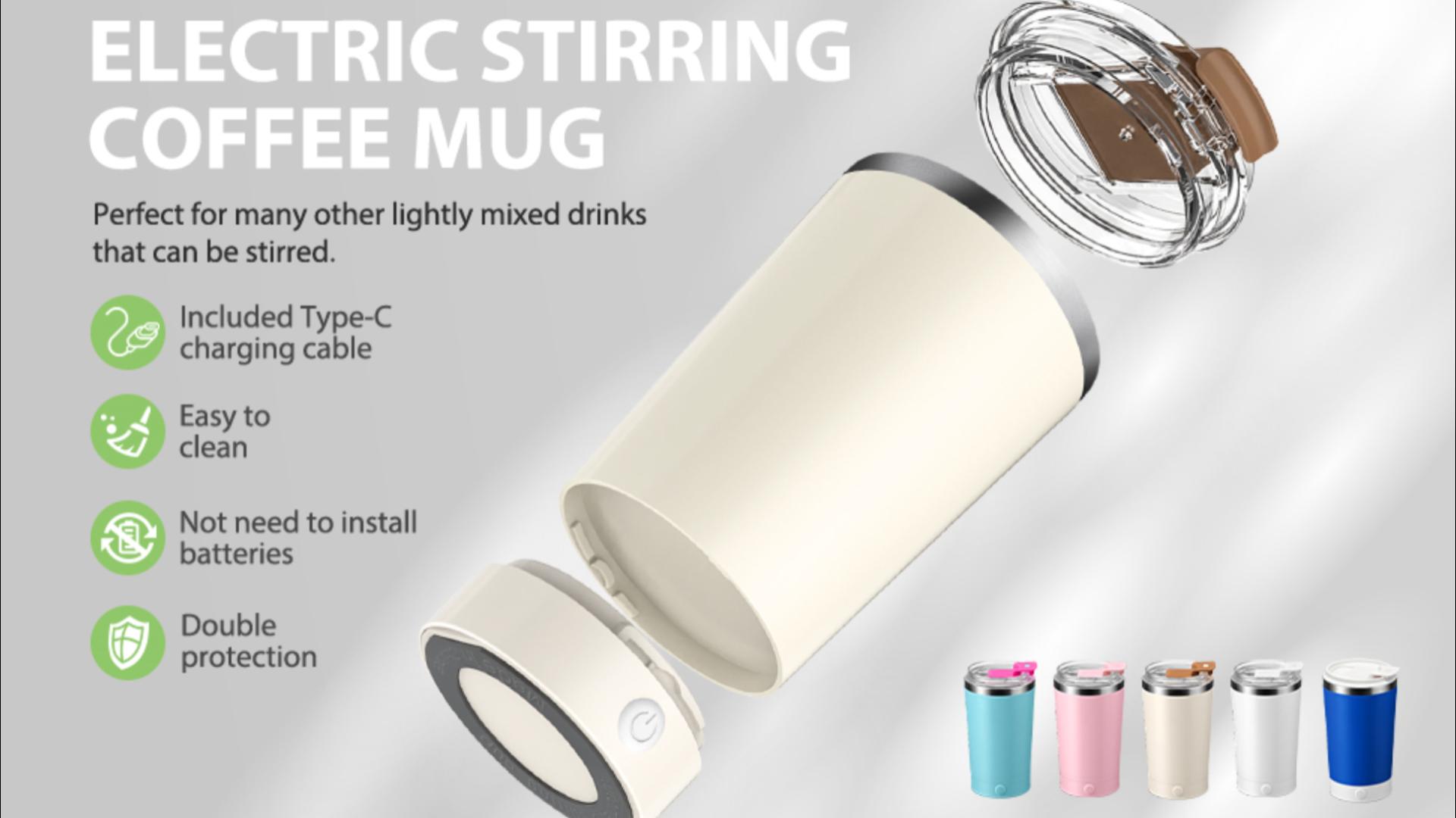 thumbnail video image 2 of Livhil Self Stirring Coffee Mug, Electric High Speed Mixing Magnetic Self Stirring Mug(Black - 13.5 oz.), 2 of 8