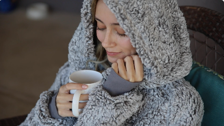 thumbnail video image 2 of Catalonia Oversized Blanket Hoodie Sweatshirt, Wearable Sherpa Lounging Pullover for Adults Women Men, 2 of 8