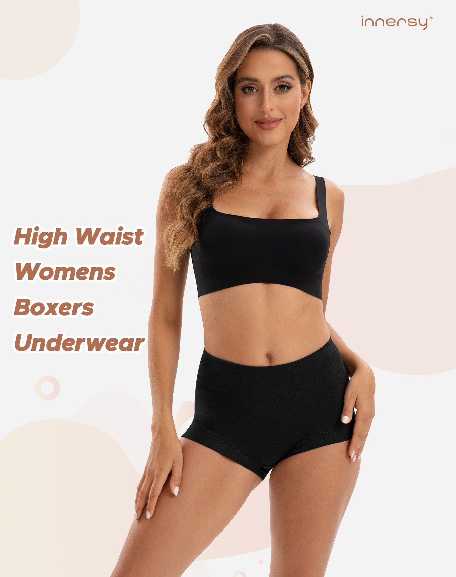 thumbnail video image 2 of INNERSY Women's High-Waist Cotton Boxer Briefs 4-Pack - Comfortable Boyshort Underwear(L,Savanna), 2 of 8