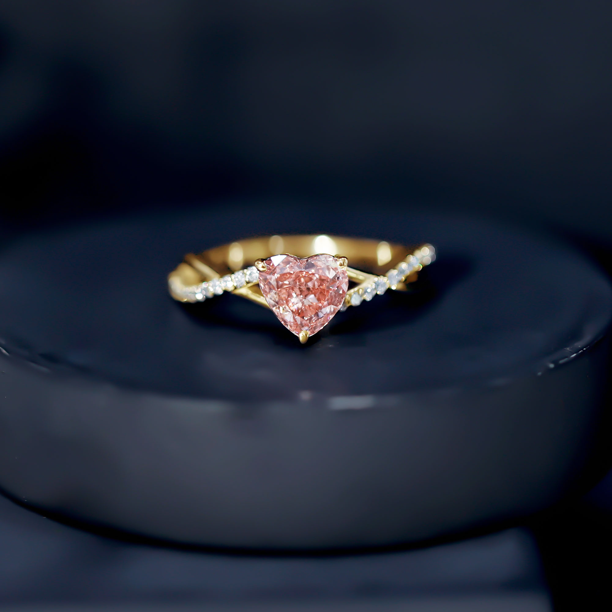 thumbnail video image 2 of Rosec Jewels IGI Certified Lab Grown Pink Diamond Heart Promise Ring - Fancy Pink Color - VS1 Clarity - 1 Ct Pink White Diamond Ring, 18K Rose Gold, US 9.50, 2 of 9