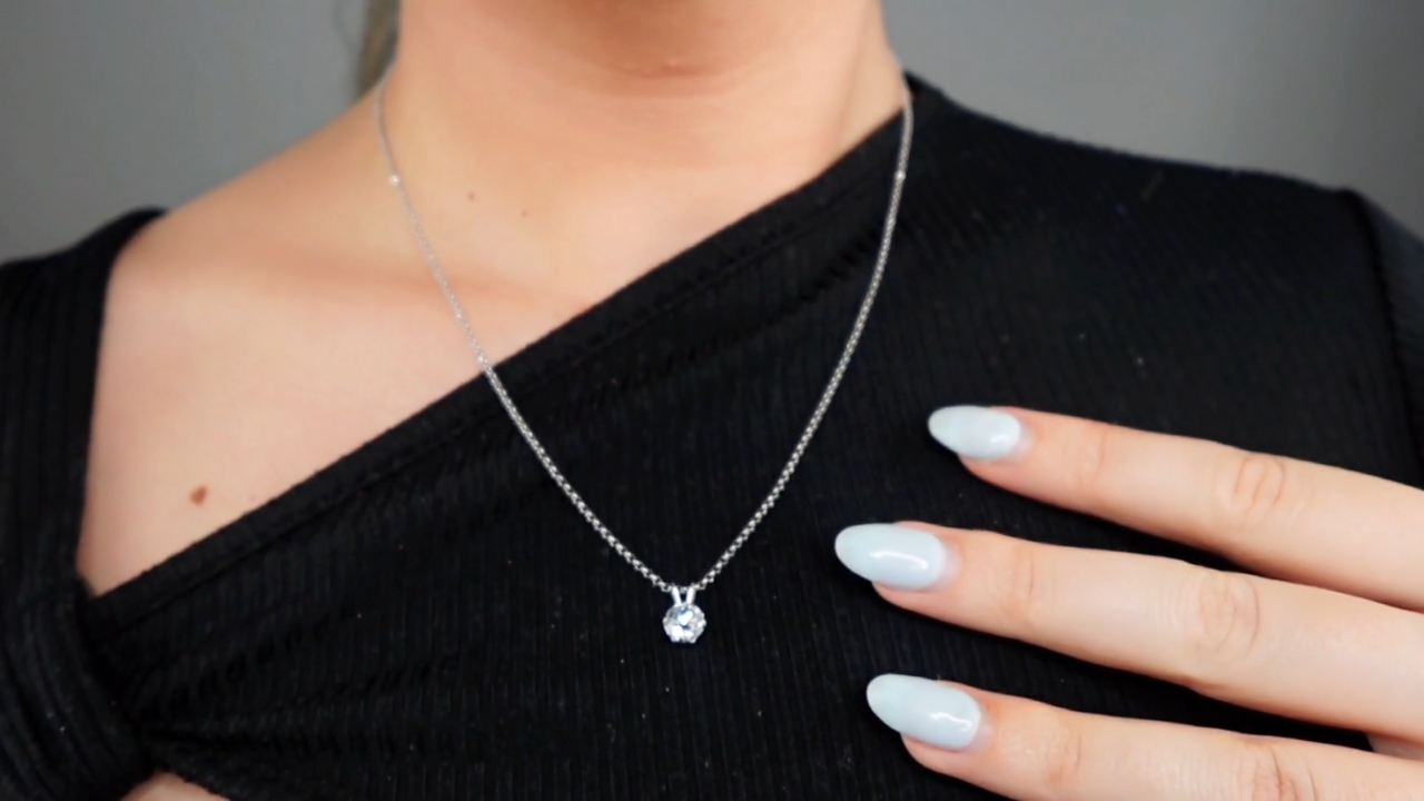 thumbnail video image 2 of SuperJeweler 1 Carat Lab Grown Diamond Solitaire Necklace In Sterling Silver With Free Chain For Women, 2 of 6