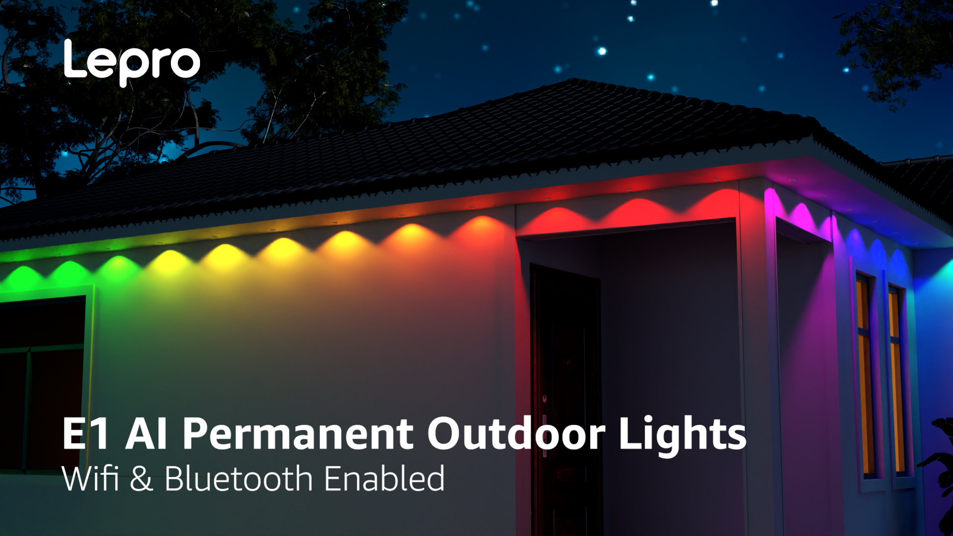 thumbnail video image 2 of Lepro E1 AI Permanent Outdoor Lights 150FT, Smart RGB+IC Color Changing LED Eaves Lights APP Control Work with Alexa&Google Assistant (2.4 GHz WiFi), Waterproof for House, Halloween Christmas Decor, 2 of 10