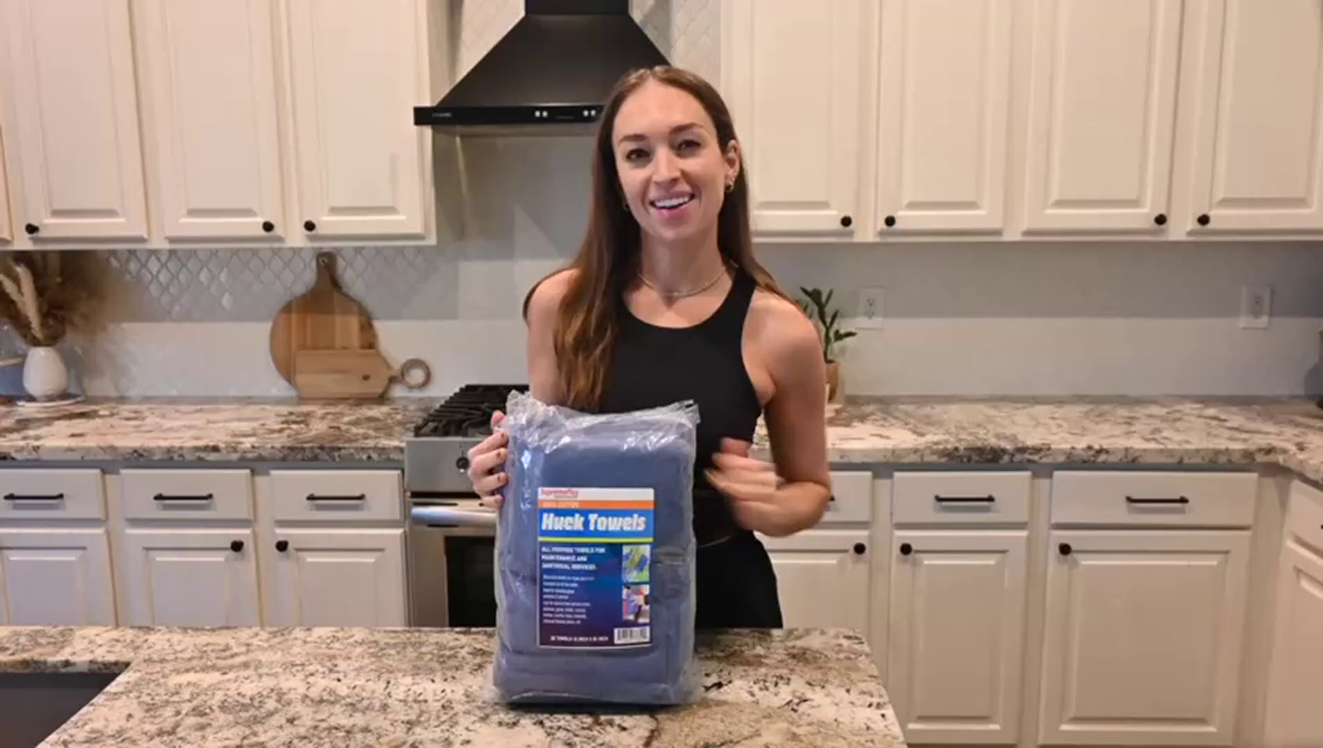 thumbnail video image 2 of SupremePlus New Huck Cleaning Towels 15" x 25" Commercial Window Lint-Free All Purpose 100% Cotton Household Cleaning Cloths & Wipes, Blue, 100 Count, 2 of 9