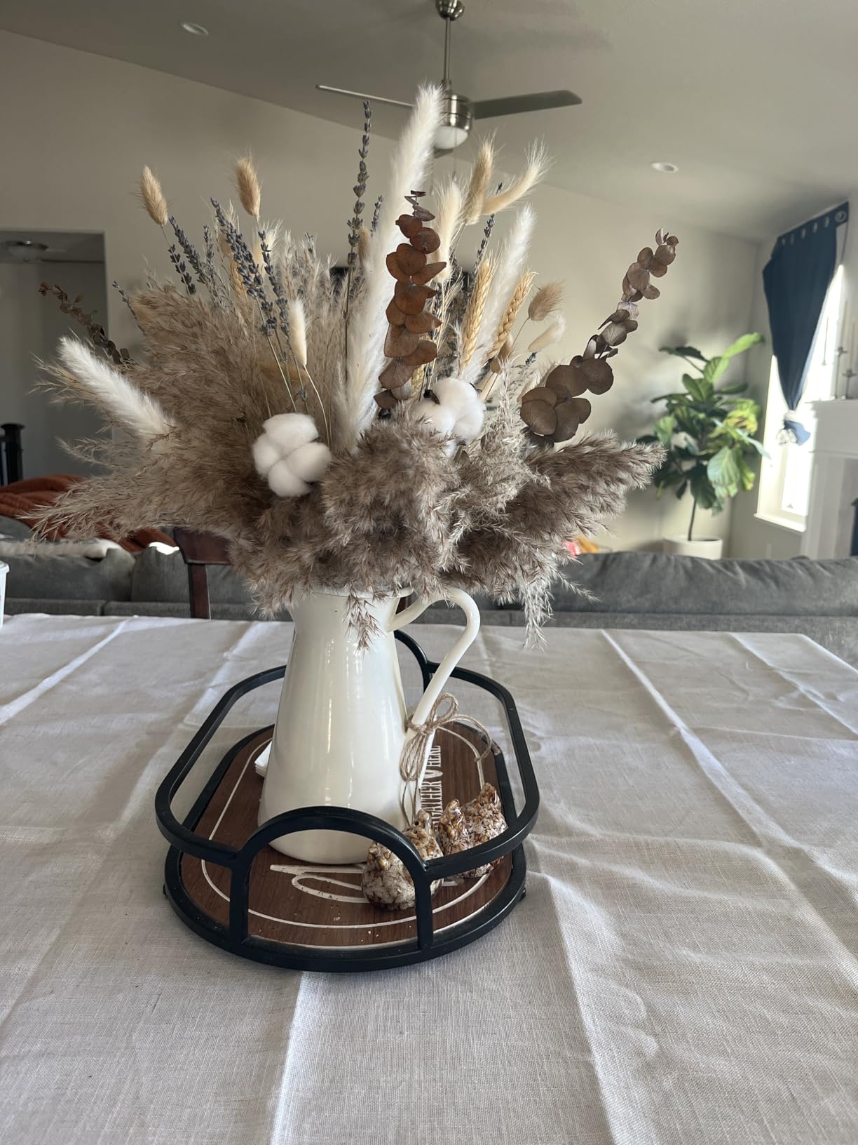 thumbnail video image 2 of Dried Floral Arrangement | Rustic Boho Decor - Pampas Grass, Cotton Stems, Bunny Tails, Eucalyptus, Lavender & Wheat for Wedding Centerpiece, Table & Home, 2 of 9