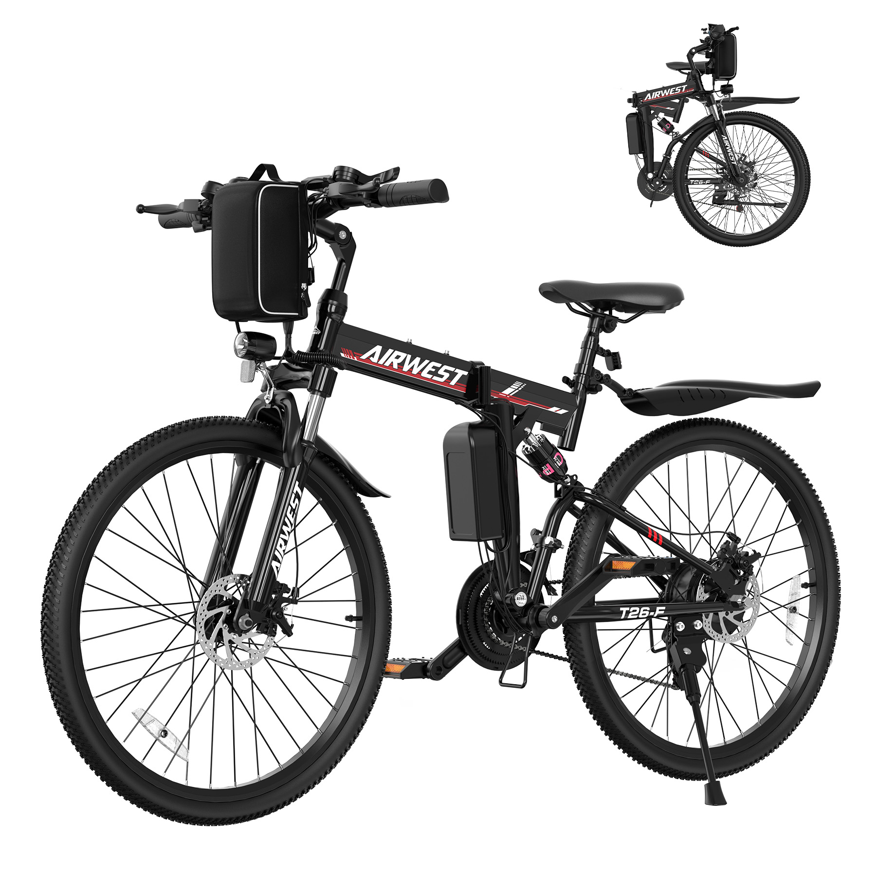 thumbnail video image 2 of AIRWEST E-bicycle for Adults, Peak 750W Motor Electric Bicycle, 48V 7.8Ah Lithium Battery, 26'' Commuter Women E bike, 7-Speed City Cruiser Bicycle, 40 Miles Range (UL2849), 2 of 8