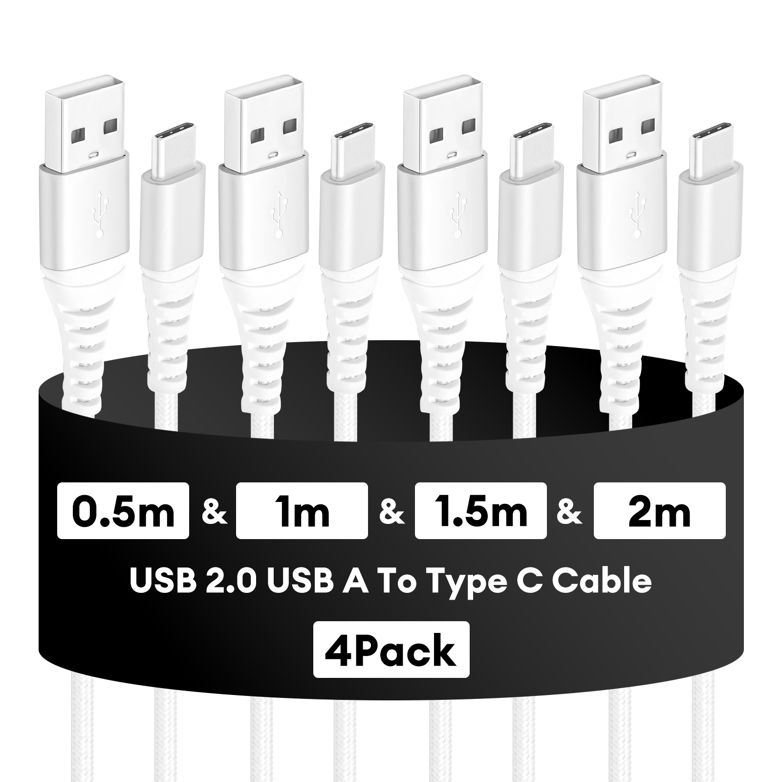 thumbnail video image 2 of Dutevolns USB C Cable, 4 Pack(1.6/3.3/4.9/6.6ft) Type C Charger Cords, Nylon Braided 3A USB A to C Fast Charging Cable Compatible with iPhone 16/15, Samsung Galaxy, Violet, 2 of 11