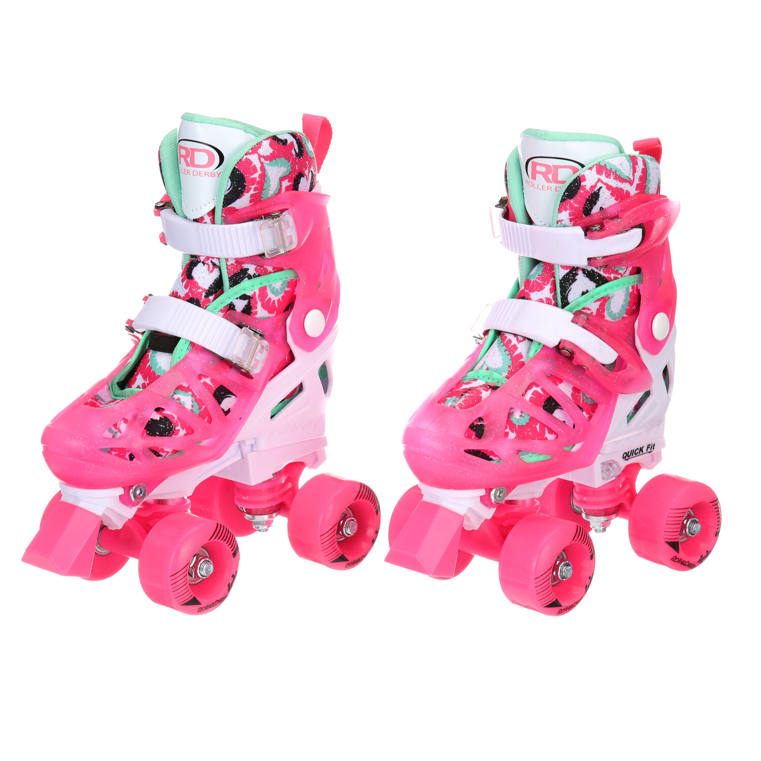 Roller Derby Trac Star Youth Kids' Adjustable Roller Skate - White/Pink M  (12-2)