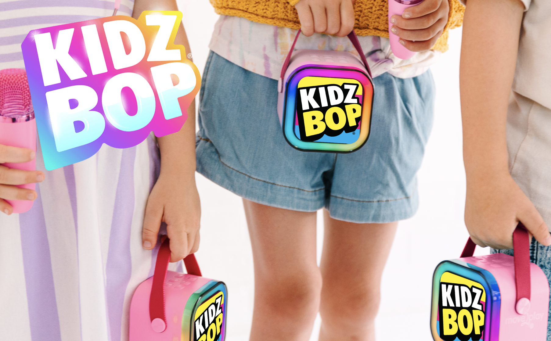 thumbnail video image 2 of Move2Play, Mini Karaoke Machine for Kids | Official Kidz Bop | 2 Microphones | Connect with Bluetooth | 2, 3, 4, 5+ Year Old Gift & Birthday Present | Girls, Boys, & Toddler, 2 of 6