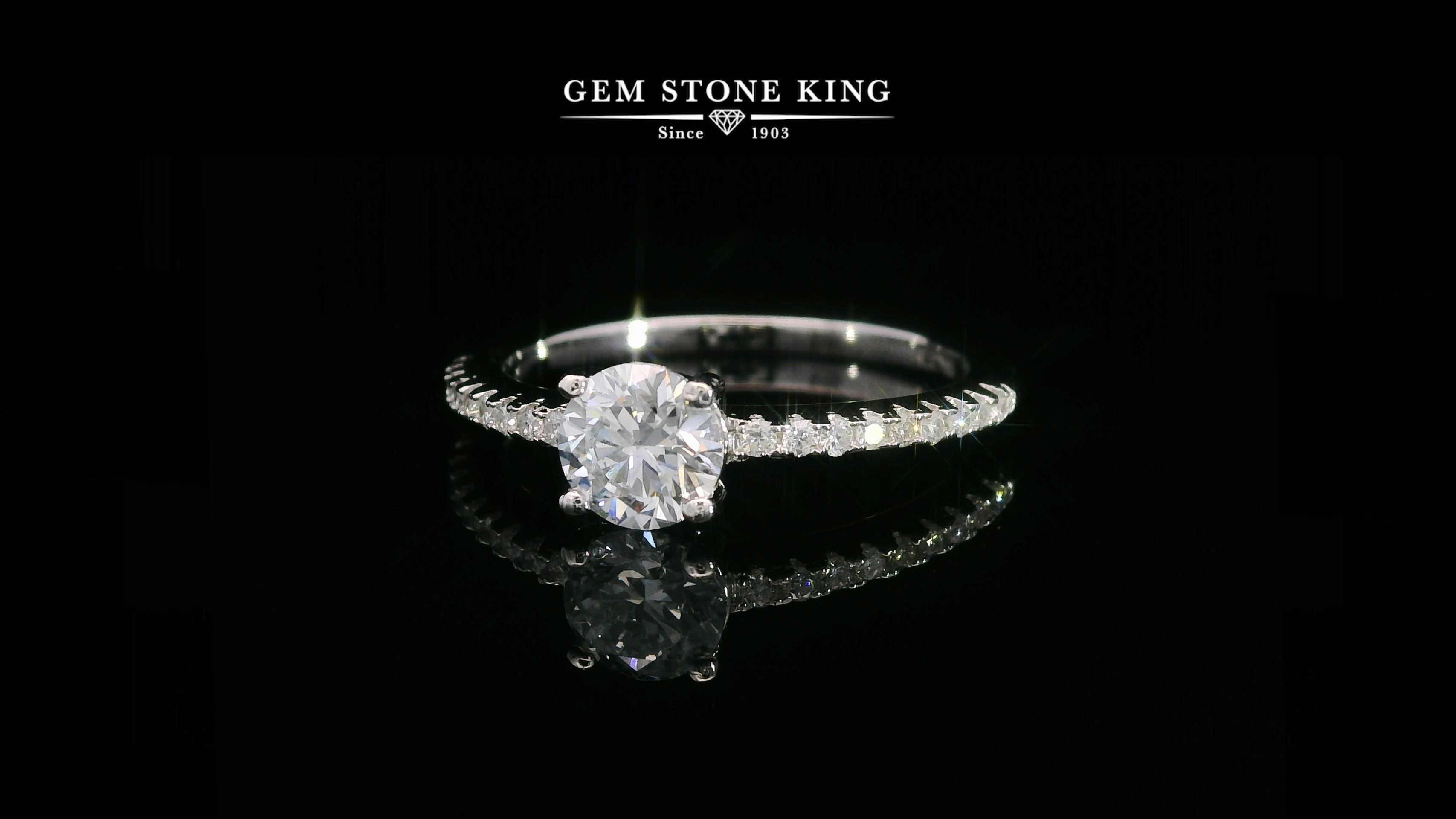 thumbnail video image 2 of Gem Stone King 925 Sterling Silver Blue Moissanite and White Lab Grown Diamond Engagement Wedding Anniversary Ring for Women (0.59 Cttw, Round 5MM, Available in Size 5, 6, 7, 8, 9), 2 of 6