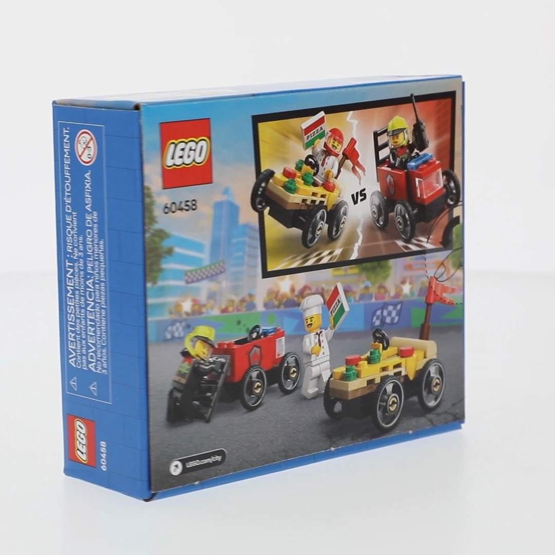 LEGO City Pizza vs. Fire Truck Race Car Pack, 70-piece, Multicolor