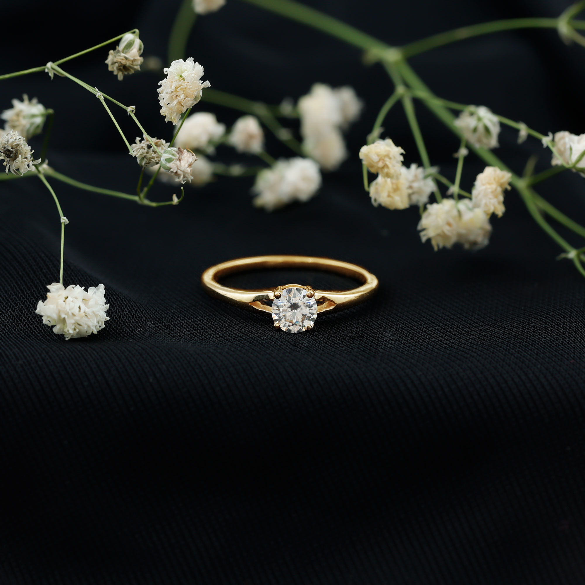 thumbnail video image 2 of Rosec Jewels Certified Moissanite Promise Ring for Women - 5 mm Round - Split Shank Ring - Half Carat - D-VS1 Quality, 14K White Gold, US 6.00, 2 of 8