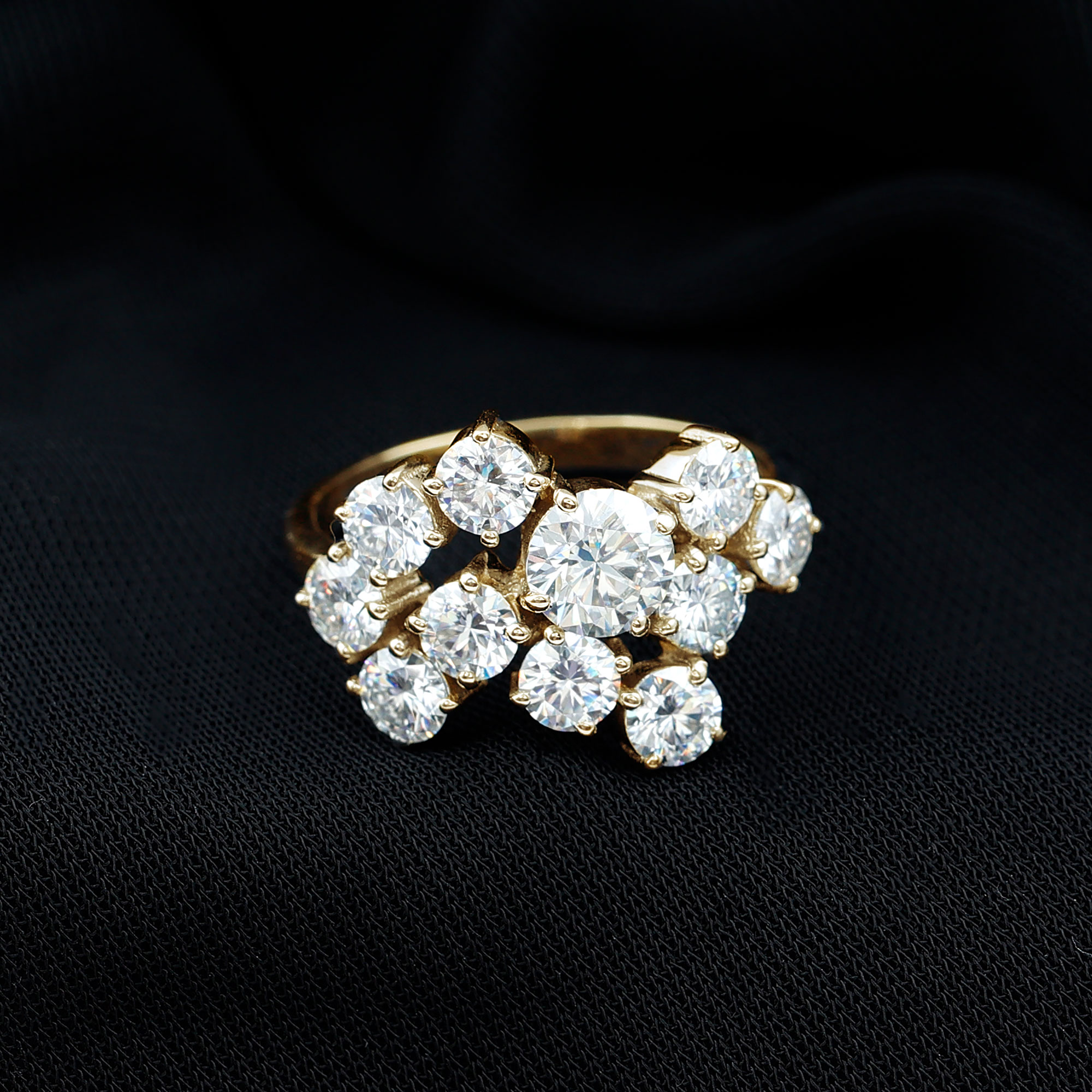 thumbnail video image 2 of Rosec Jewels Lab Grown Diamond Cluster Engagement Ring - Statement Ring - EF-VS Quality Certified, 925 Sterling Silver, US 4.00, 2 of 8