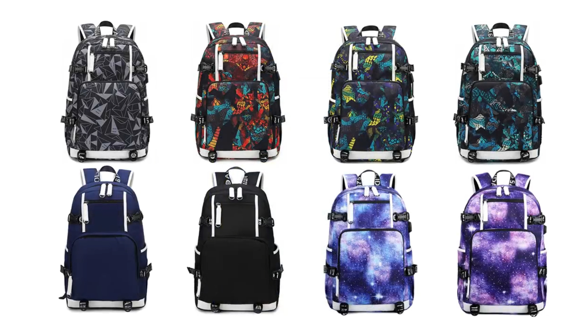 thumbnail video image 2 of Basketball Player Star K-Irving Multifunction Colorful Mix Logo Backpack Casual Fans Laptop Daypack, 2 of 7