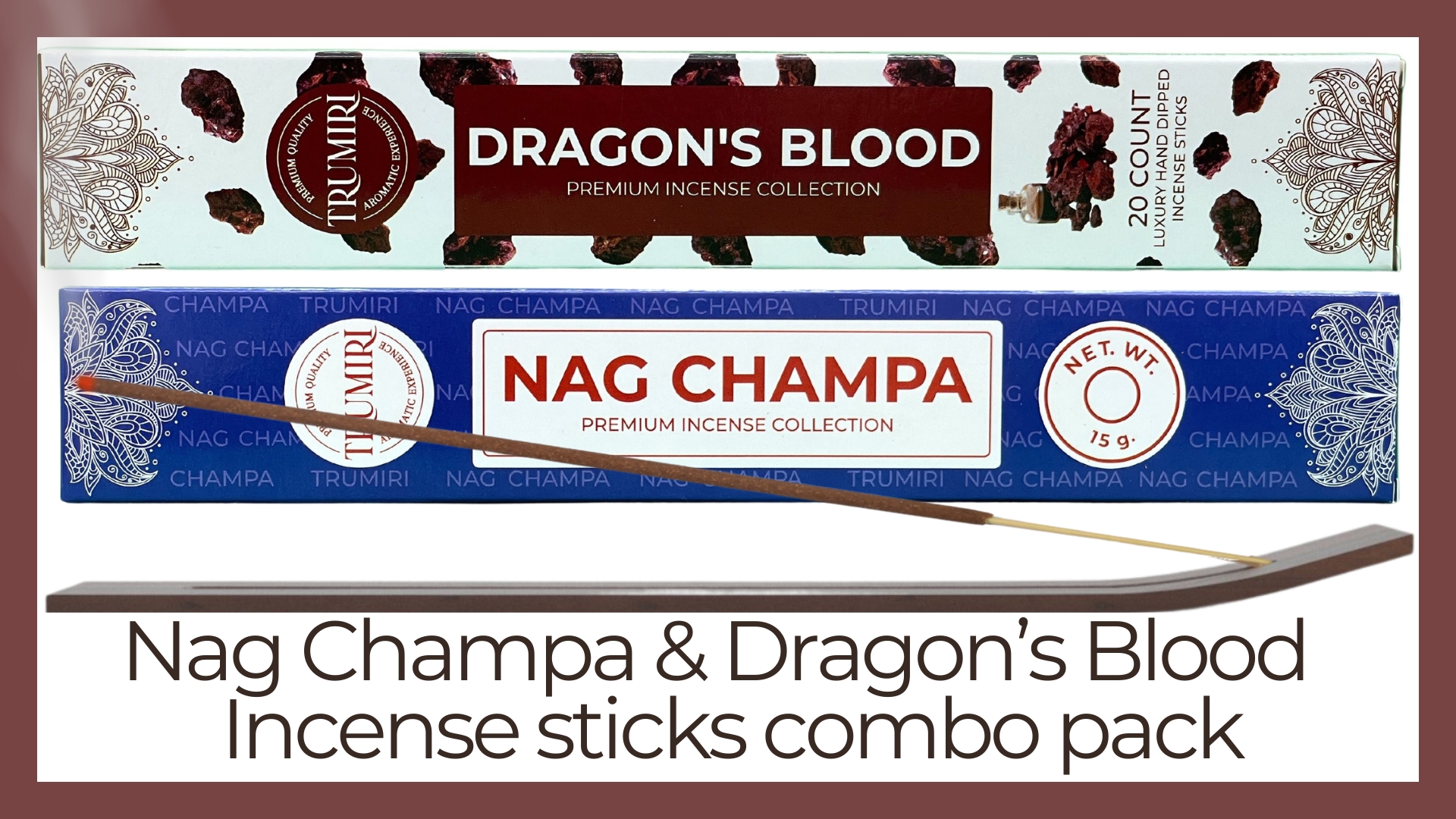 thumbnail video image 2 of Trumiri Incense Sticks - Combo Pack of 35 Insence-Sticks - 15 Nag Champa + 20 Dragons Blood - Insenses - Insents - Incents - Inscense - Incence - Incienso - All Natural Incense Sticks, 2 of 10